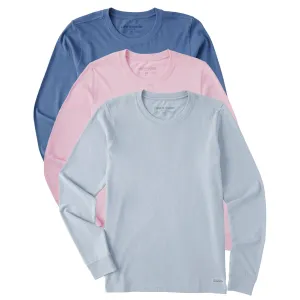 Womens Solid 3-Pack Long Sleeve Crusher Tee- Multi 2 Life is Good
