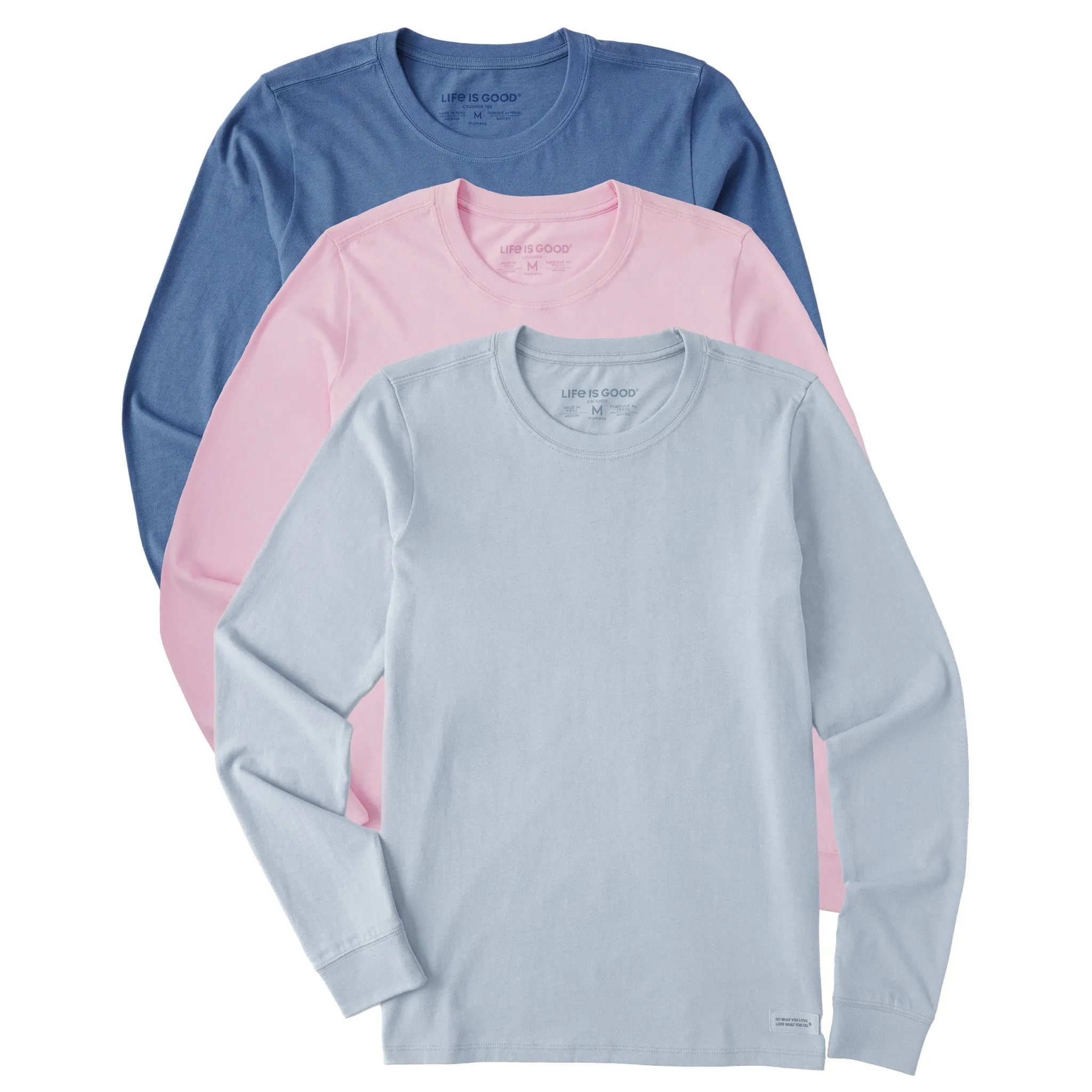 Womens Solid 3-Pack Long Sleeve Crusher Tee- Multi 2 Life is Good