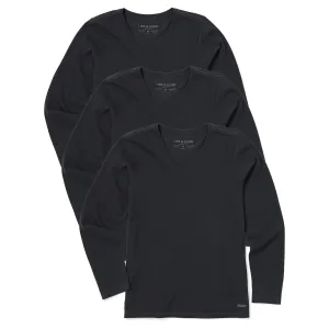 Womens Solid 3-Pack Long Sleeve Crusher Vee  Faded Black Life is Good