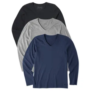 Womens Solid 3-Pack Long Sleeve Crusher Vee  Multi 2 Life is Good