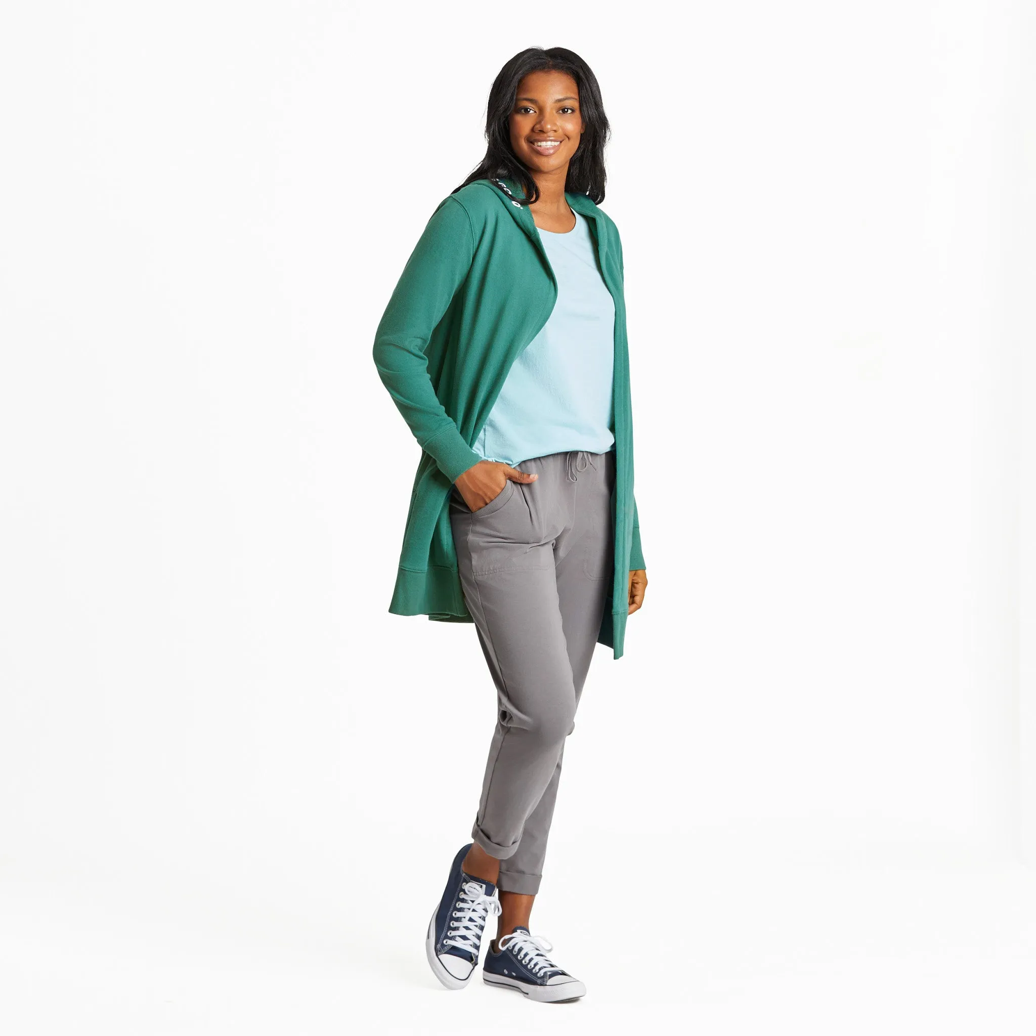 Women's Solid Beyond Hip French Terry Tunic Life is Good
