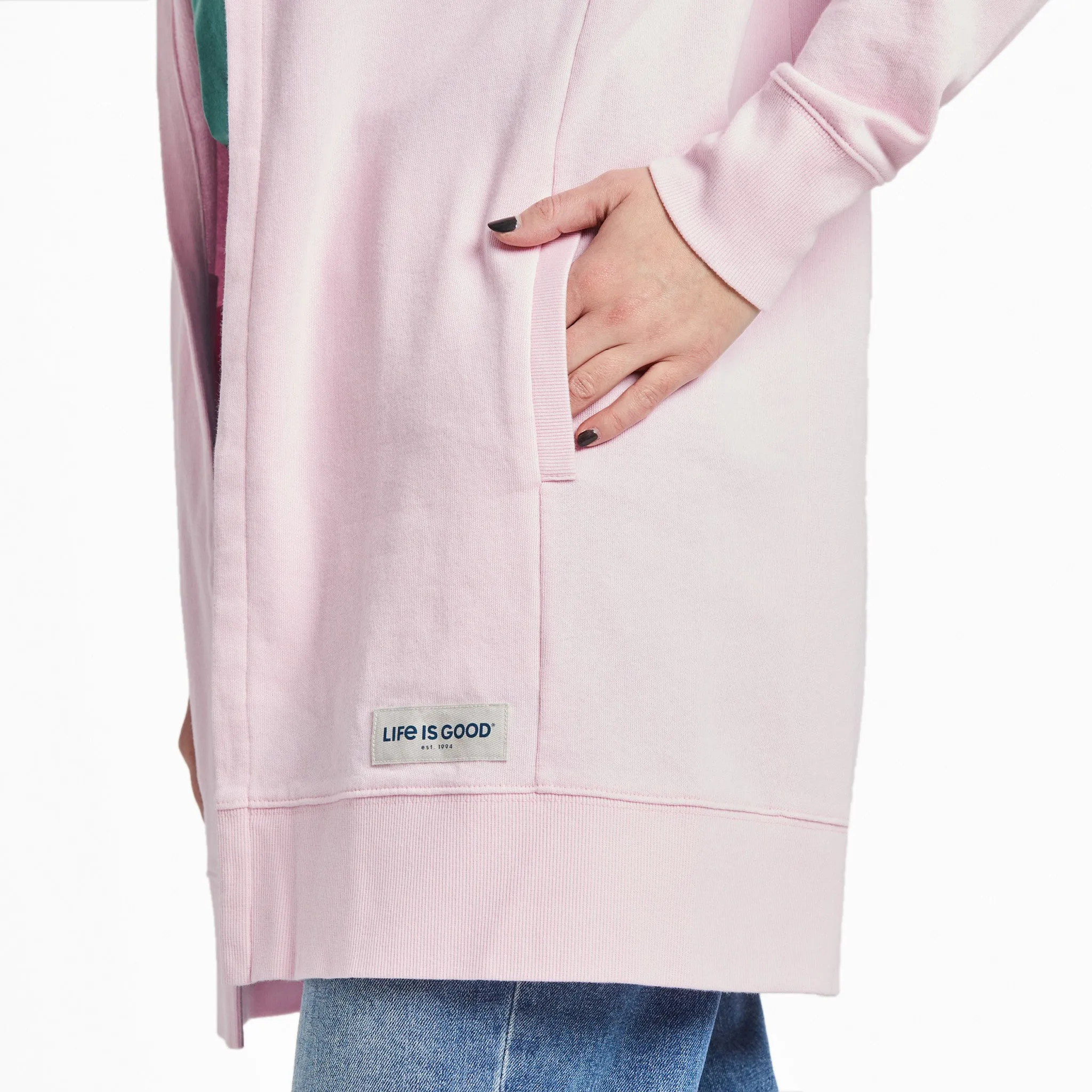 Women's Solid Beyond Hip French Terry Tunic Life is Good