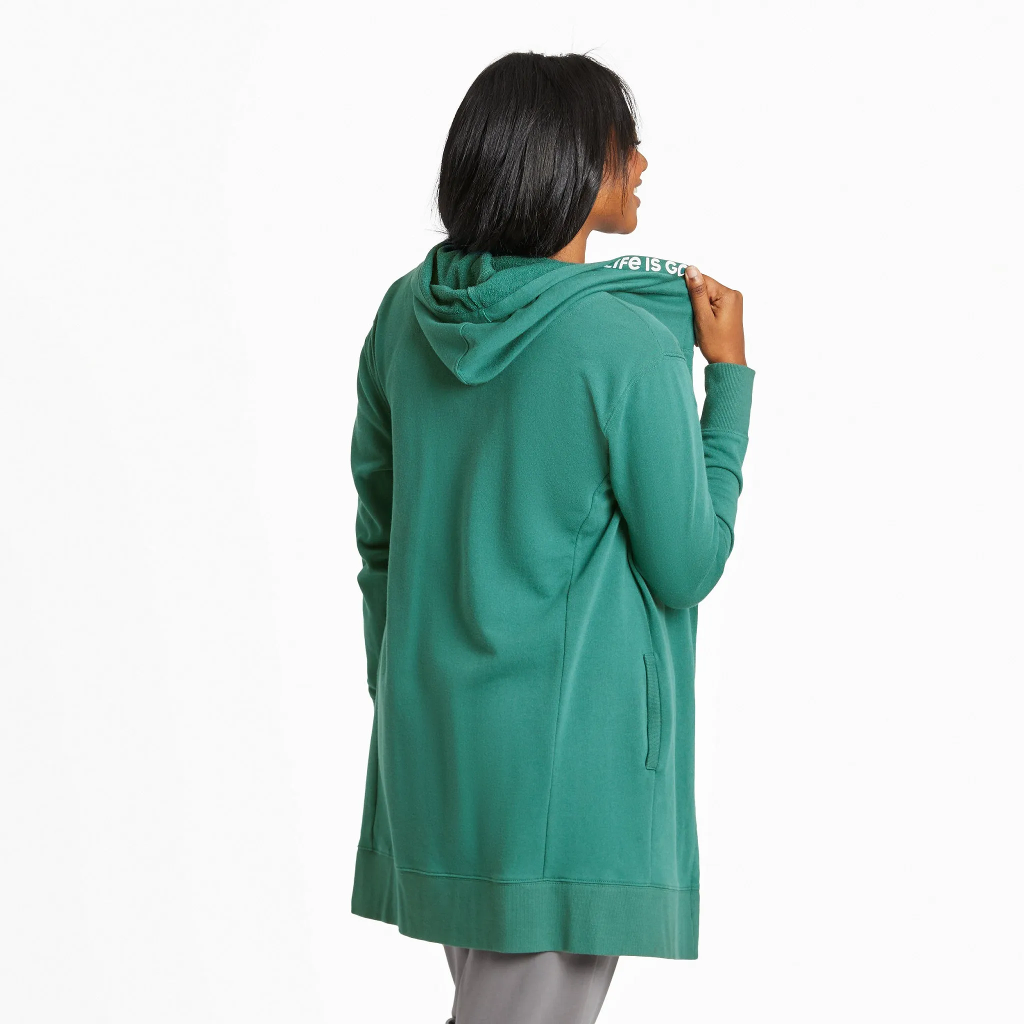 Women's Solid Beyond Hip French Terry Tunic Life is Good