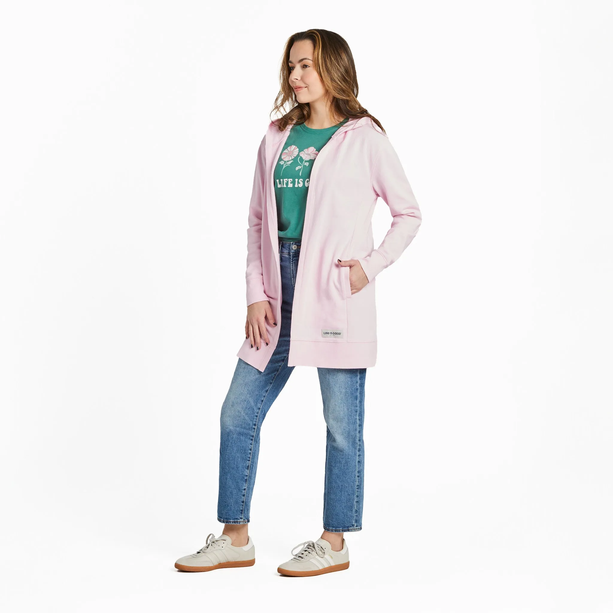 Women's Solid Beyond Hip French Terry Tunic Life is Good