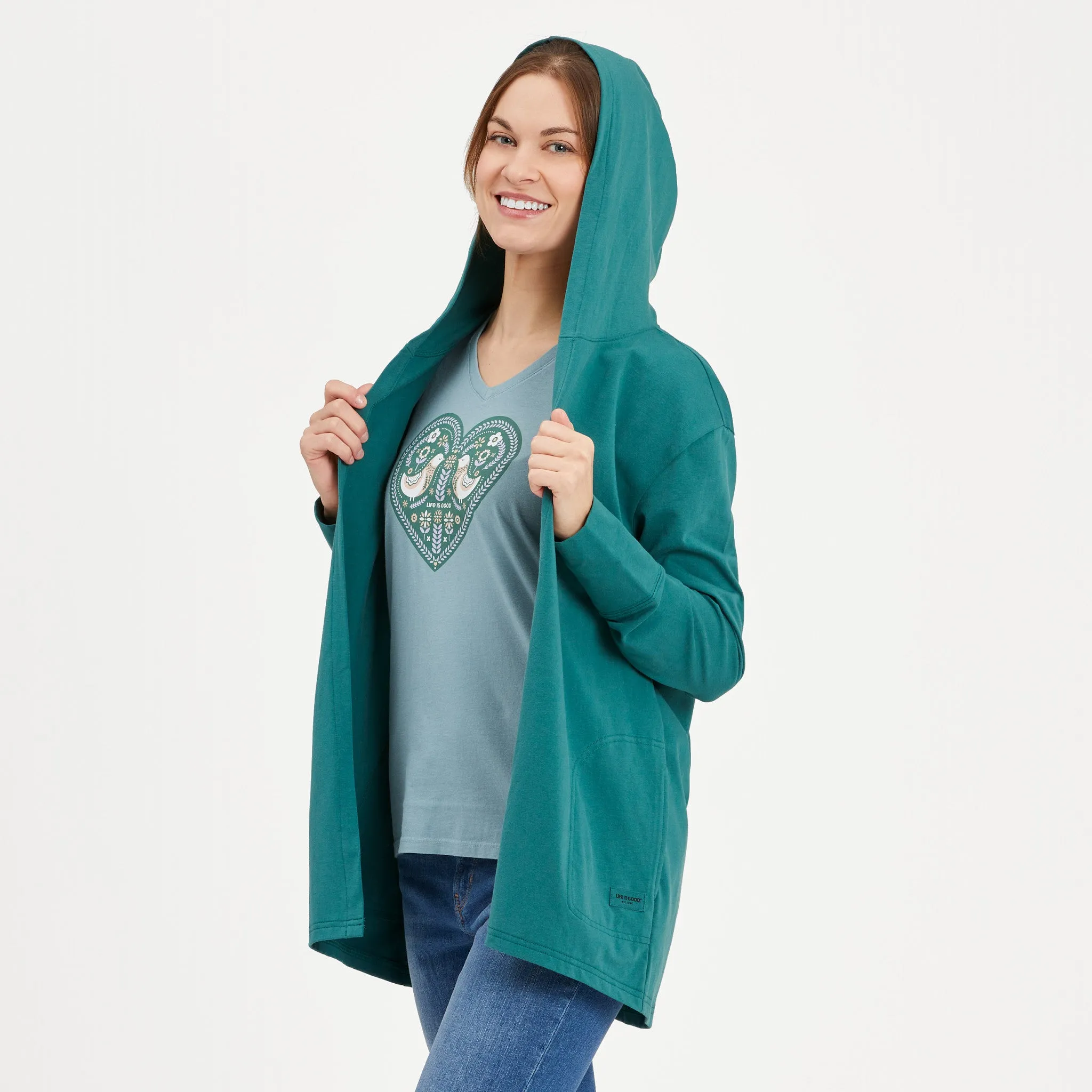 Women's Solid Crusher-FLEX Cardigan Life is Good