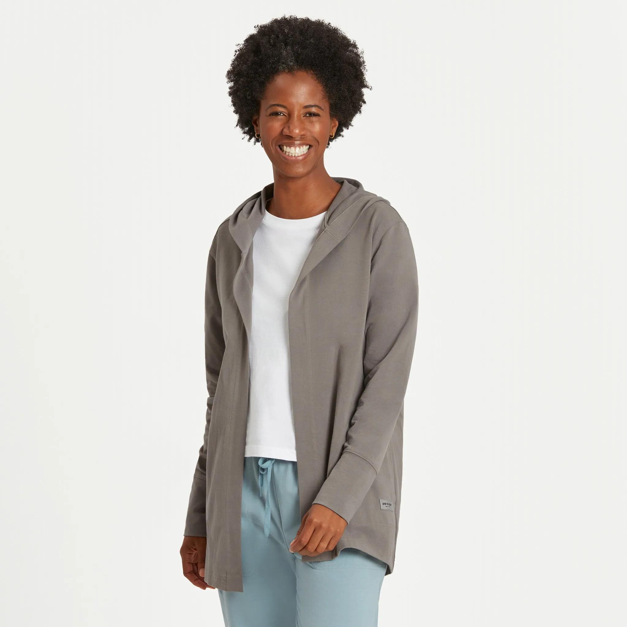 Women's Solid Crusher-FLEX Cardigan Life is Good
