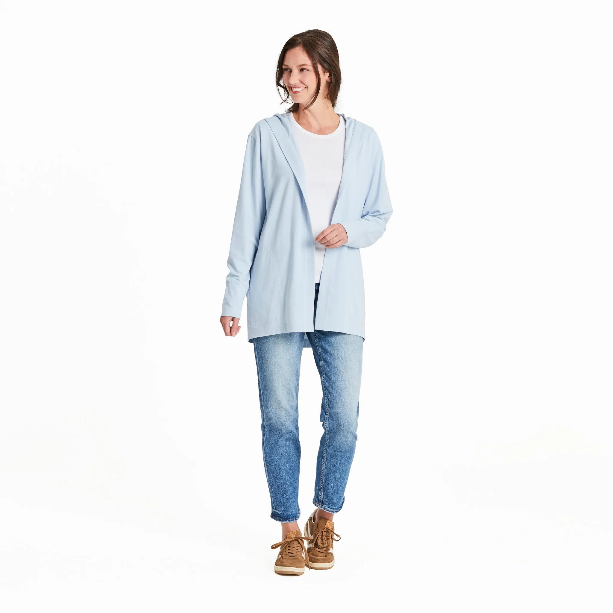 Women's Solid Crusher-FLEX Cardigan Life is Good
