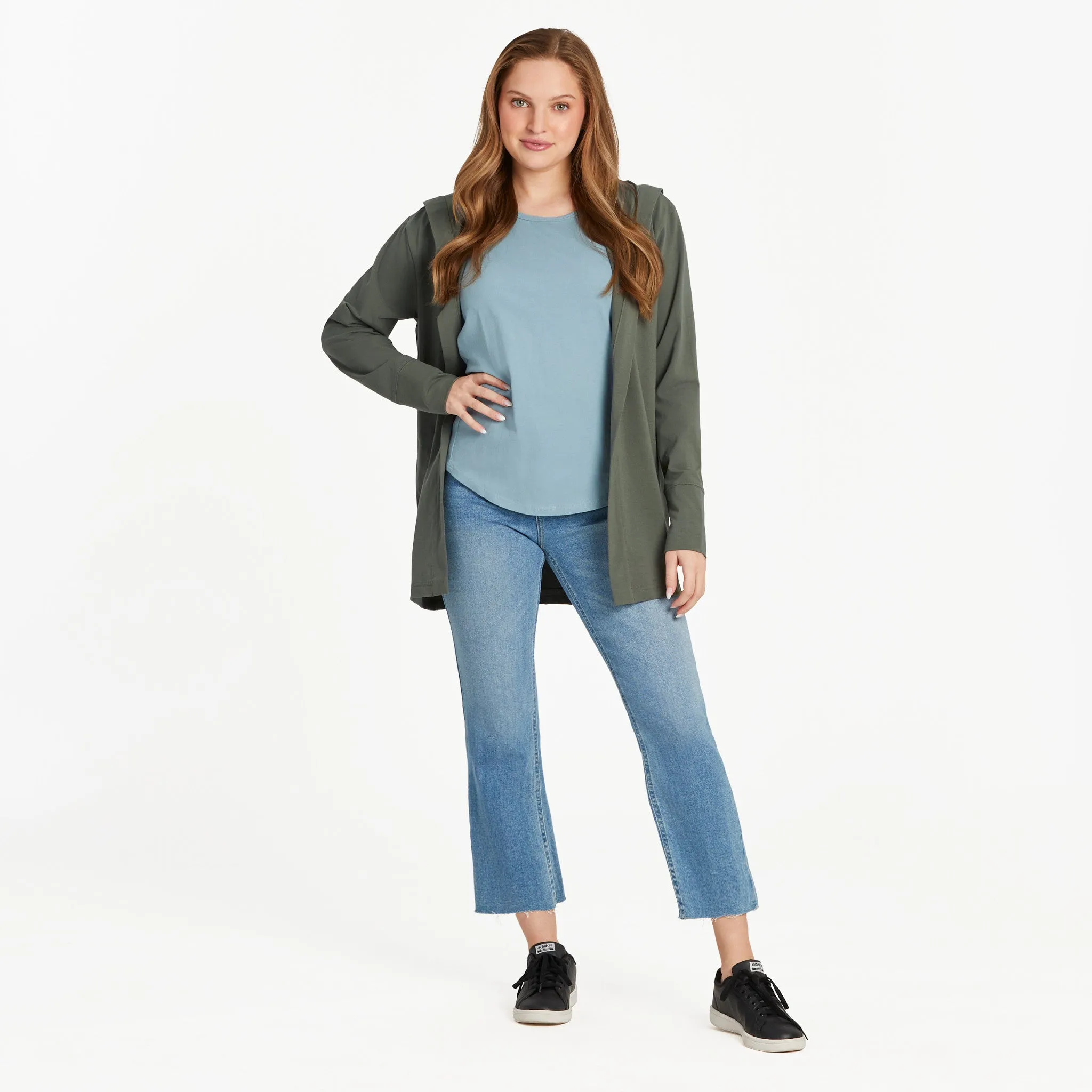 Women's Solid Crusher-FLEX Cardigan Life is Good