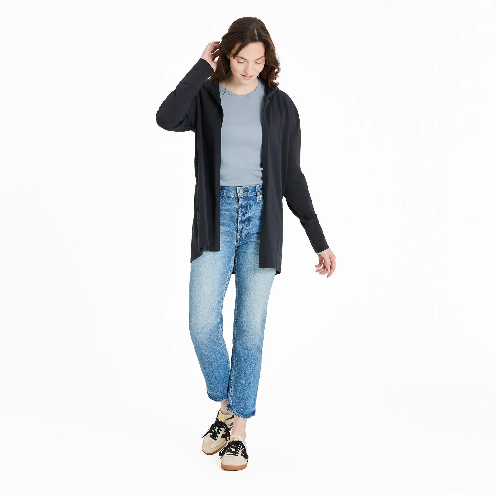 Women's Solid Crusher-FLEX Cardigan Life is Good