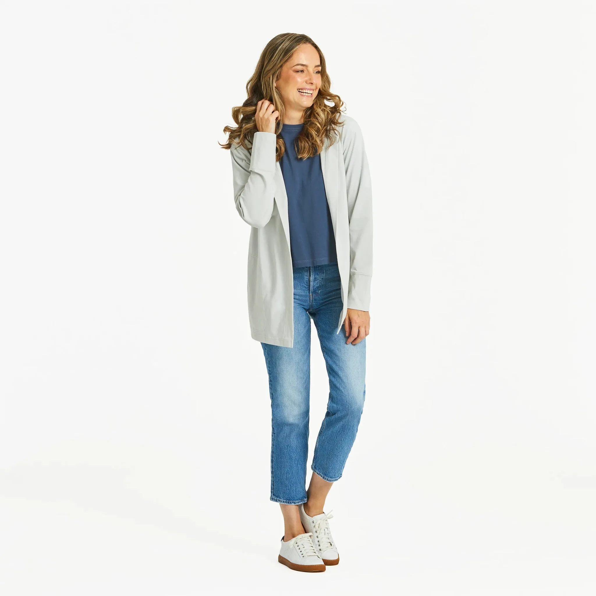 Women's Solid Crusher-FLEX Cardigan Life is Good