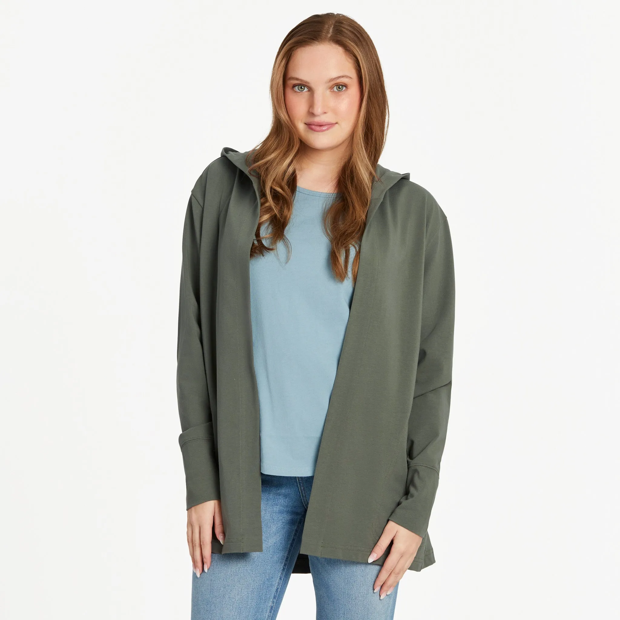 Women's Solid Crusher-FLEX Cardigan Life is Good