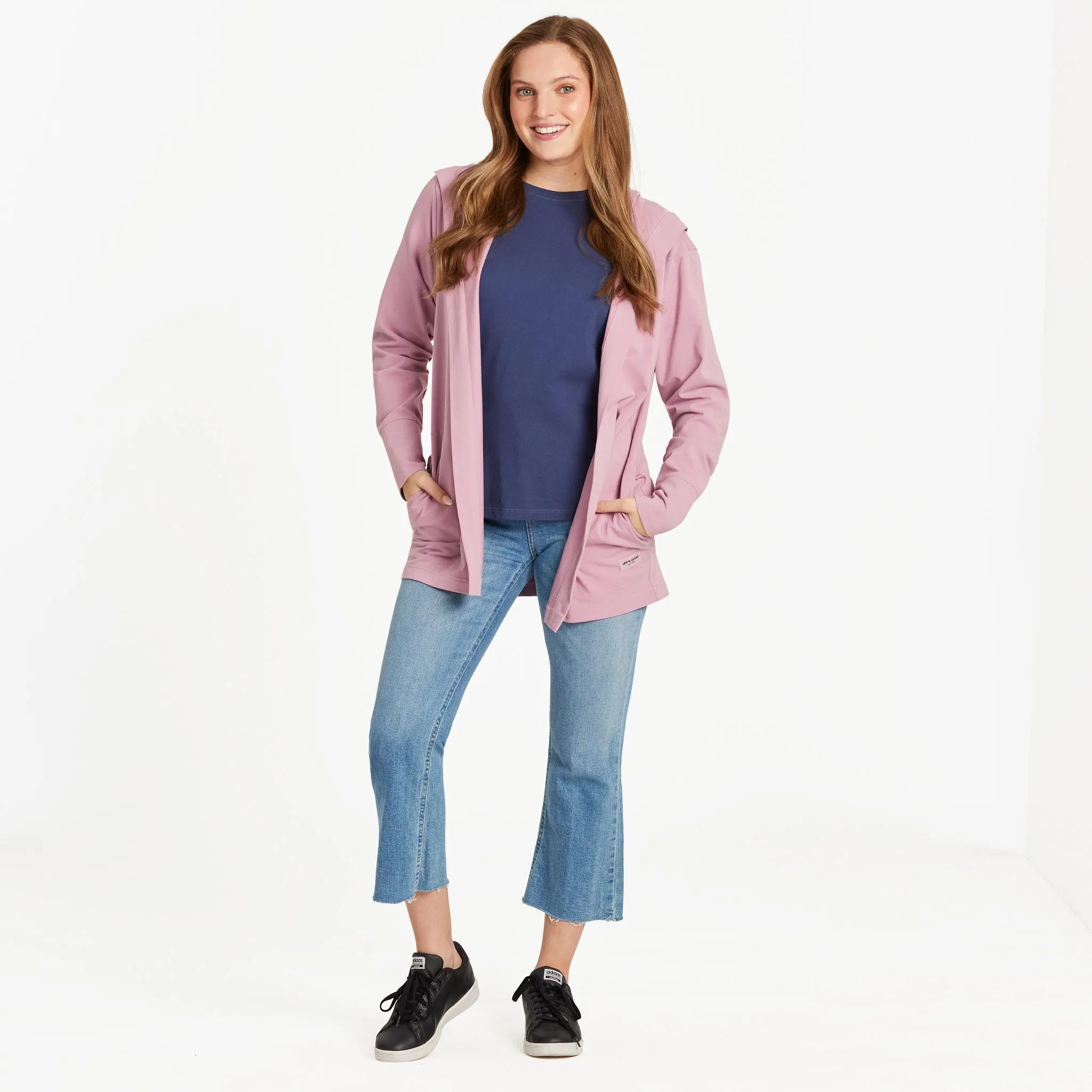 Women's Solid Crusher-FLEX Cardigan Life is Good