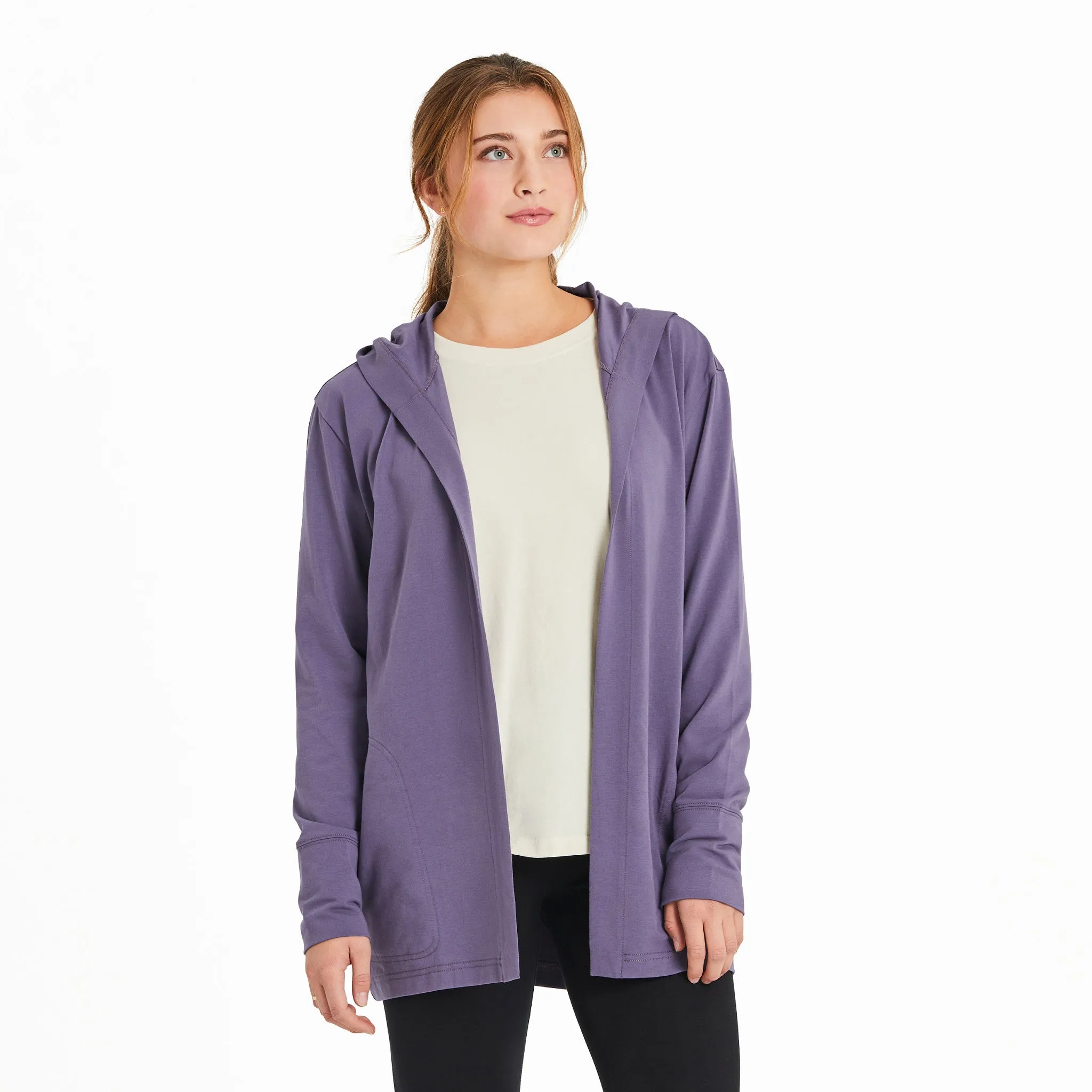 Women's Solid Crusher-FLEX Cardigan Life is Good