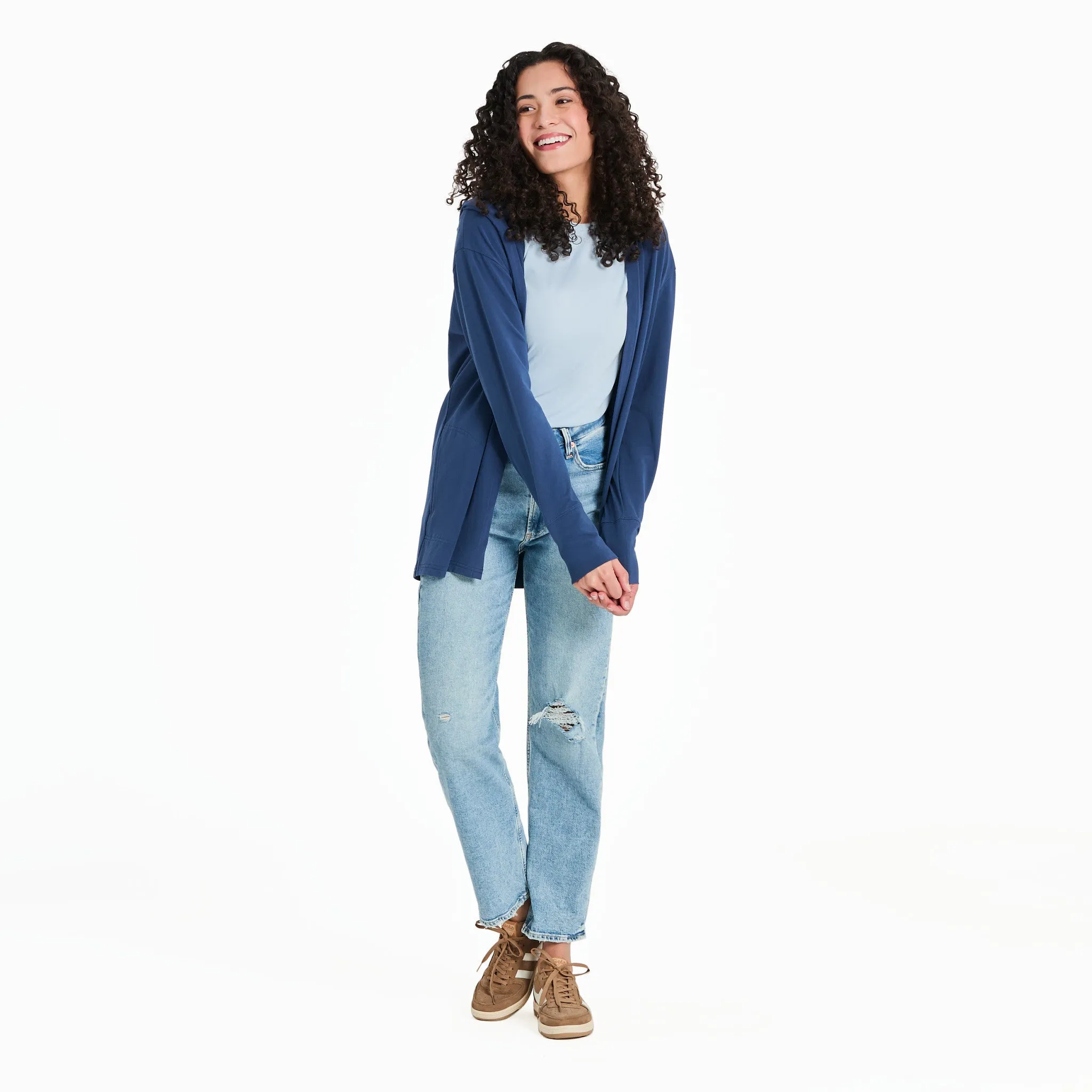 Women's Solid Crusher-FLEX Cardigan Life is Good