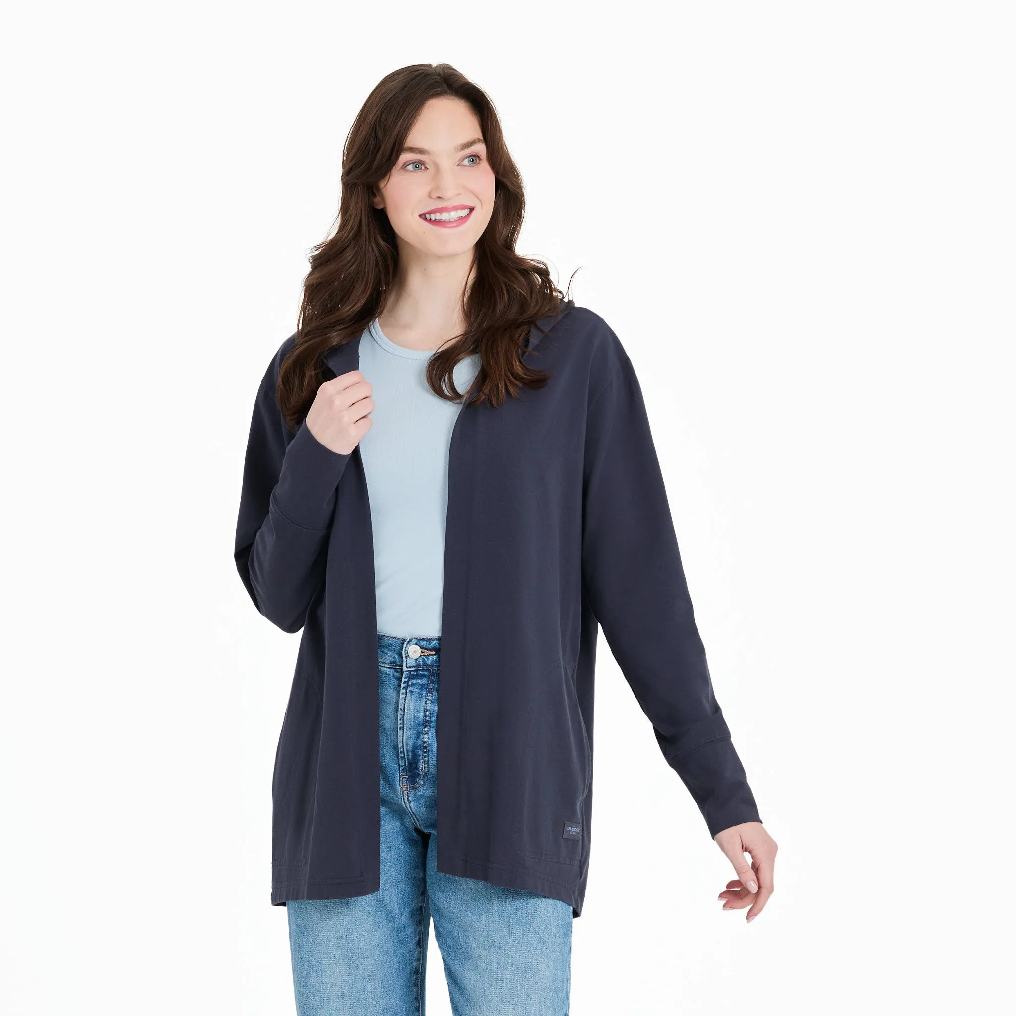 Women's Solid Crusher-FLEX Cardigan Life is Good