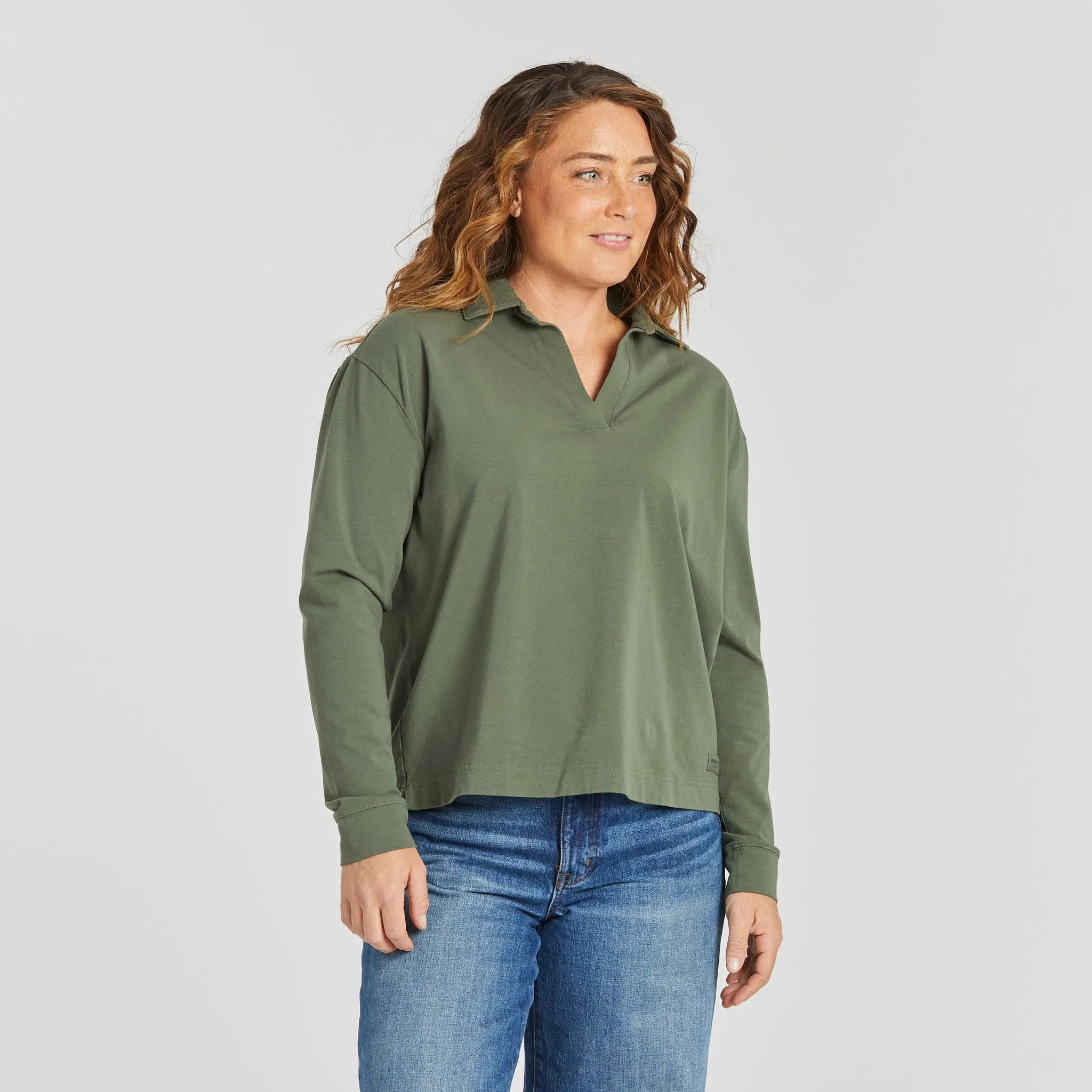 Women's Solid Crusher-FLEX Collared Pullover Life is Good