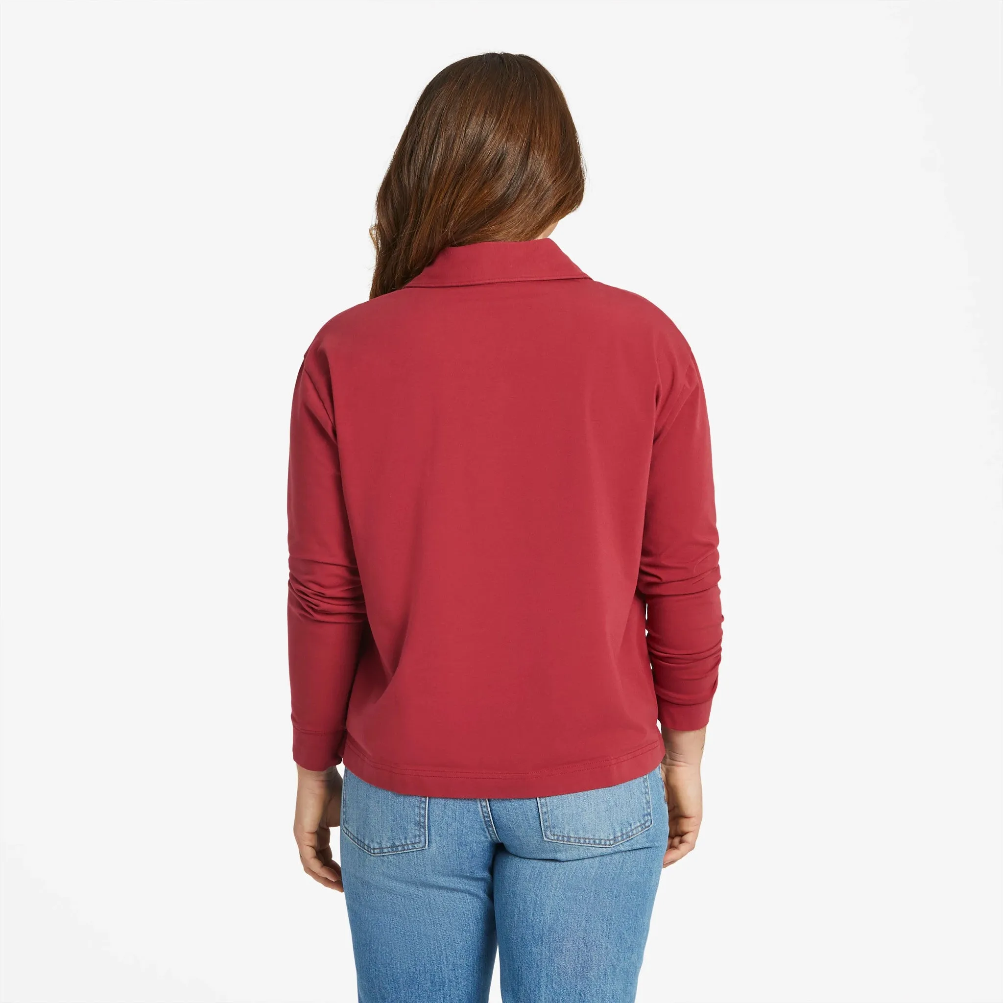Women's Solid Crusher-FLEX Collared Pullover Life is Good