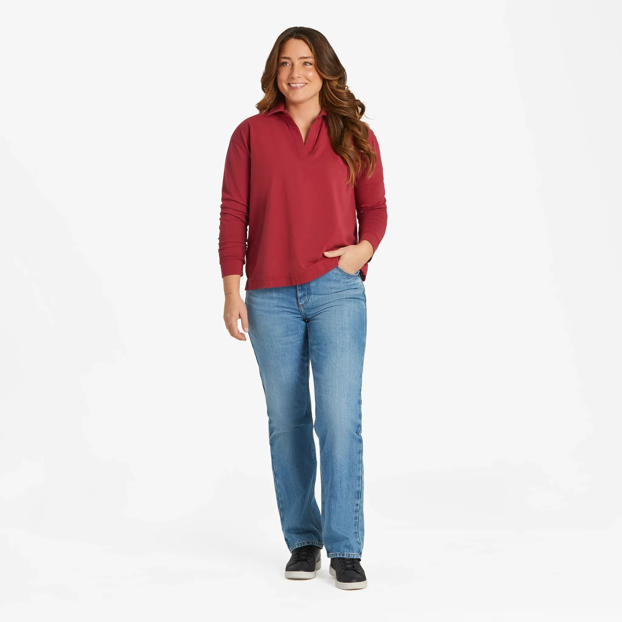 Women's Solid Crusher-FLEX Collared Pullover Life is Good