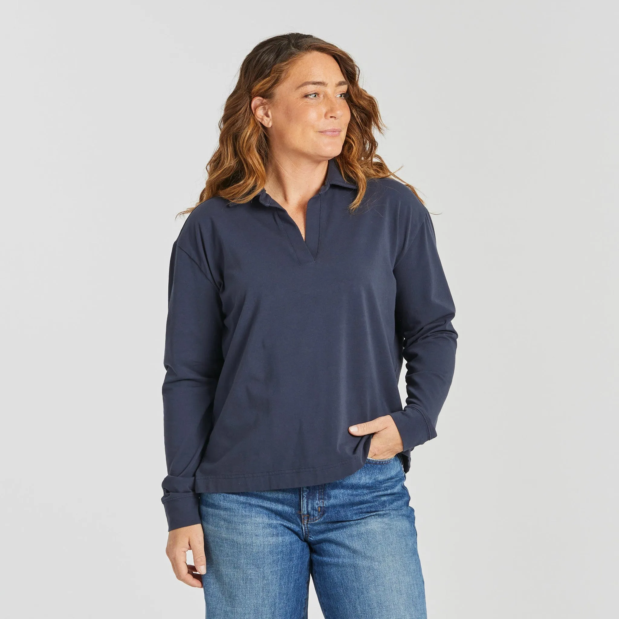 Women's Solid Crusher-FLEX Collared Pullover Life is Good