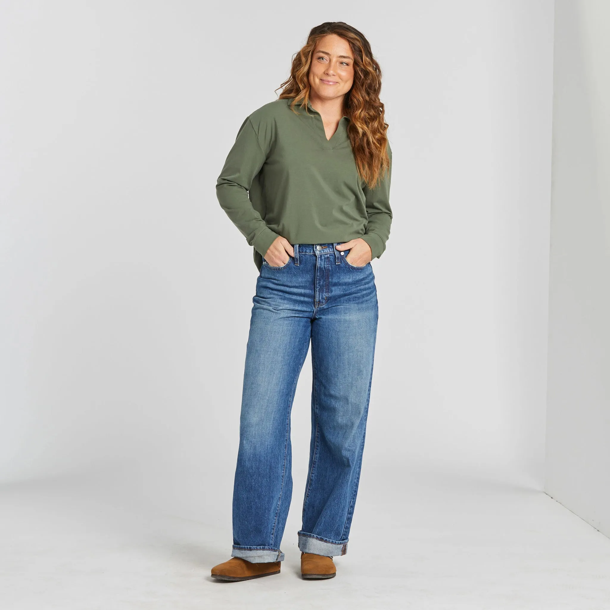 Women's Solid Crusher-FLEX Collared Pullover Life is Good
