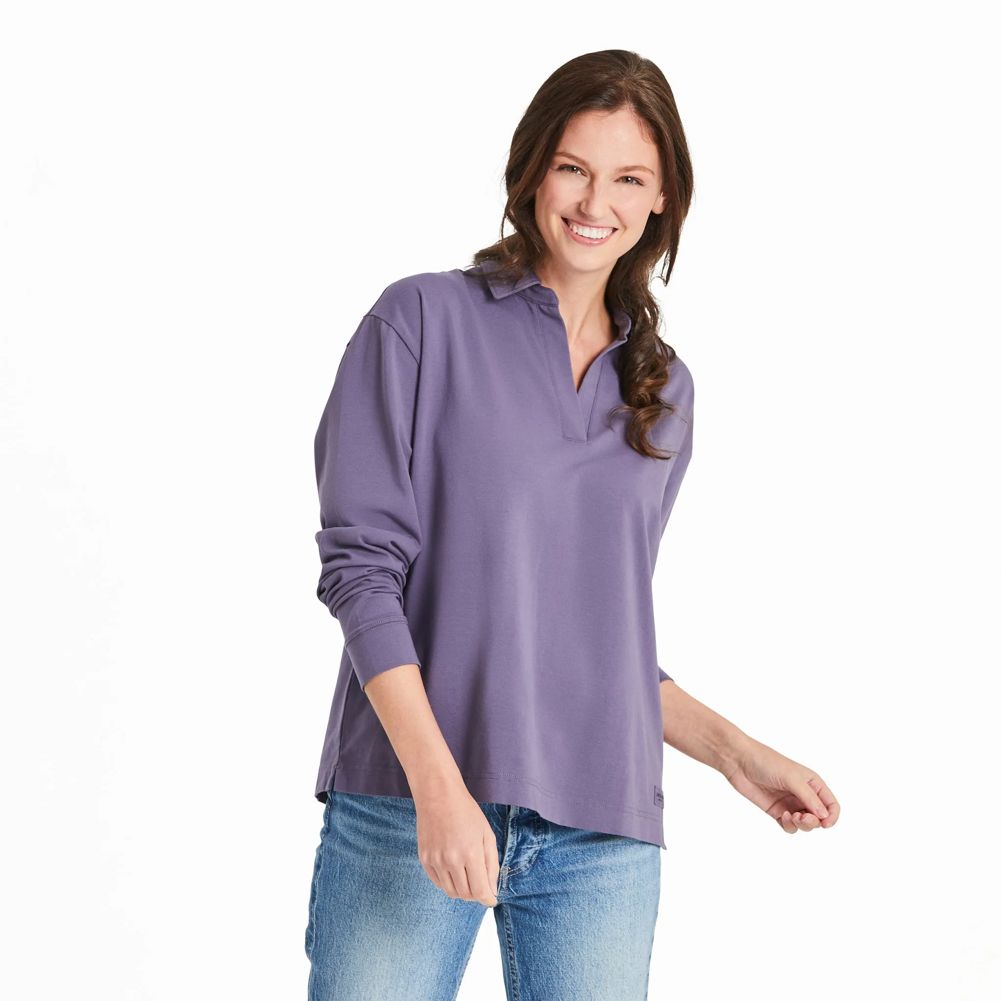 Women's Solid Crusher-FLEX Collared Pullover Life is Good