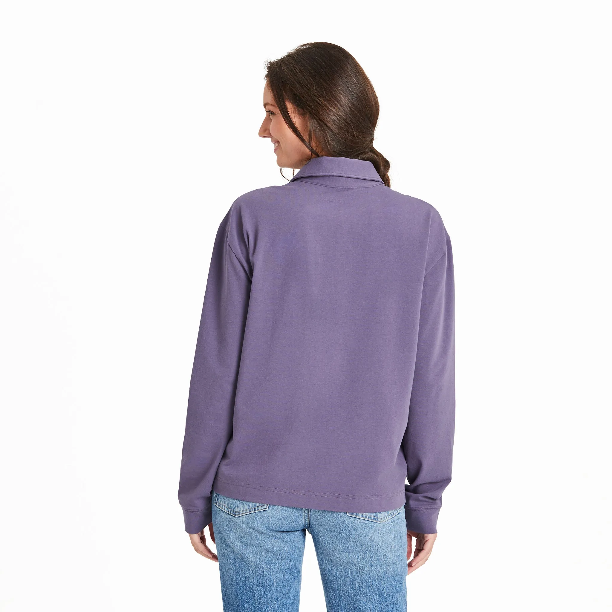 Women's Solid Crusher-FLEX Collared Pullover Life is Good