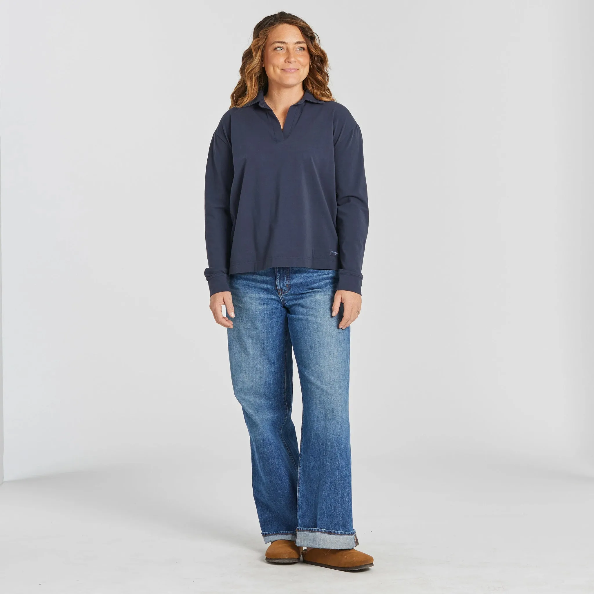 Women's Solid Crusher-FLEX Collared Pullover Life is Good