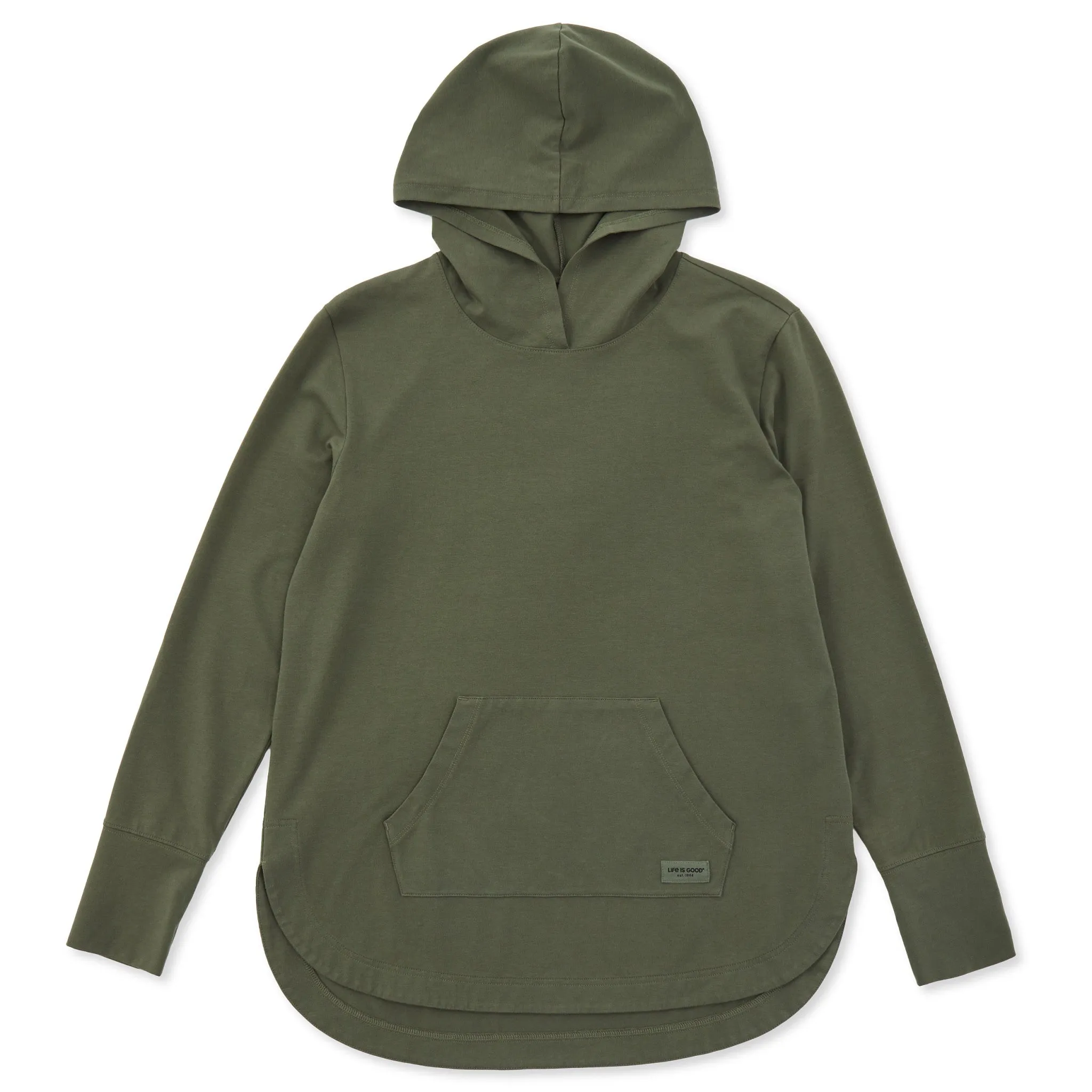 Women's Solid Crusher-FLEX Hoodie Tunic Life is Good