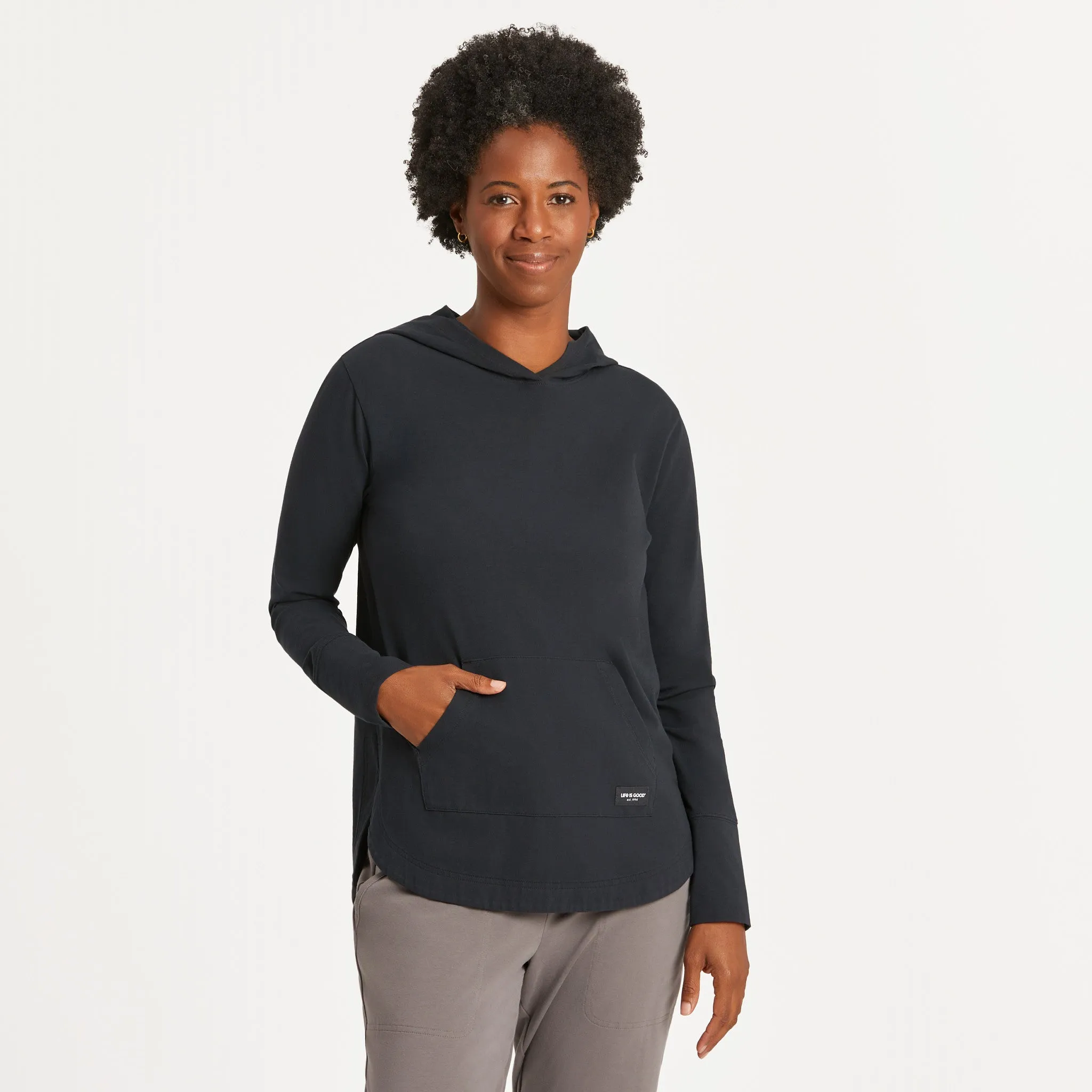 Women's Solid Crusher-FLEX Hoodie Tunic Life is Good
