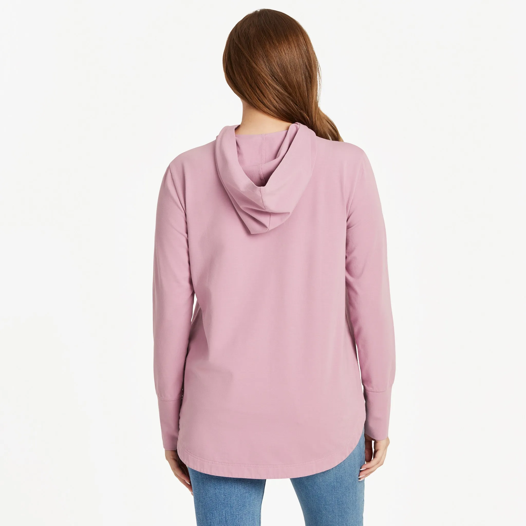 Women's Solid Crusher-FLEX Hoodie Tunic Life is Good