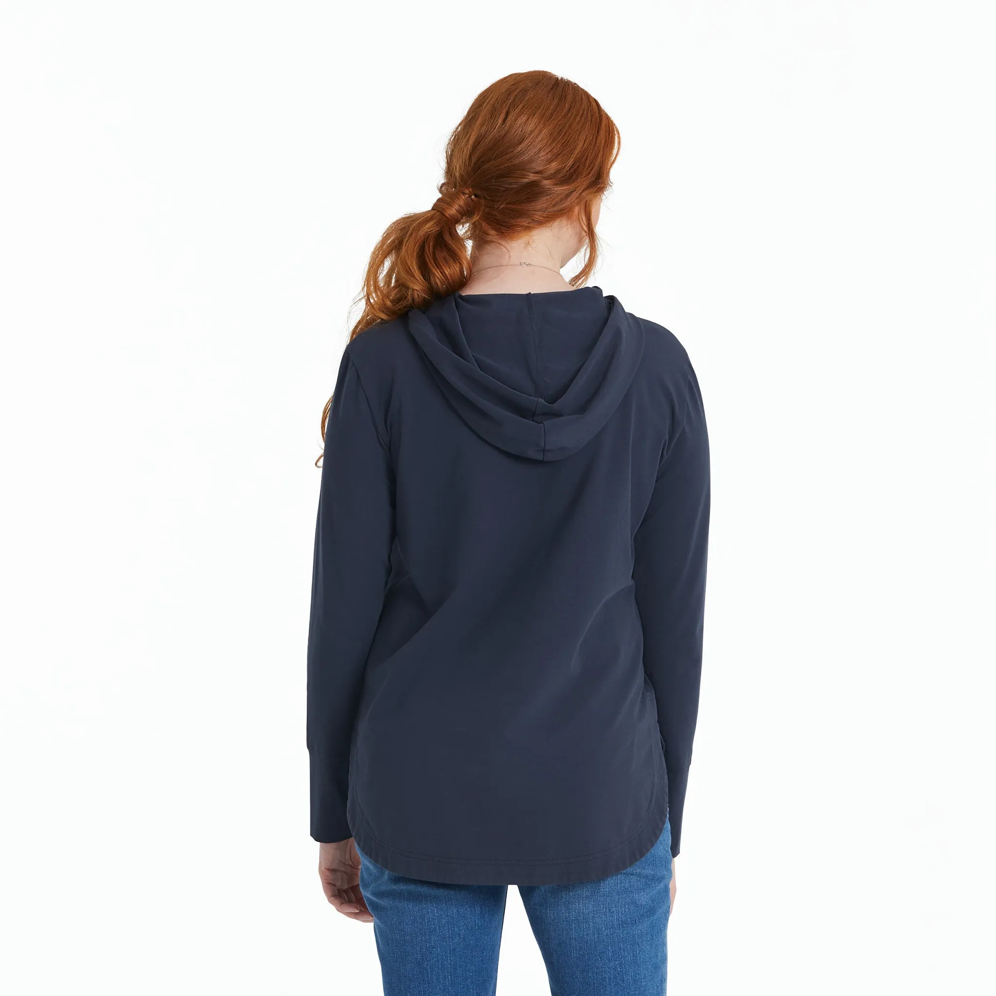 Women's Solid Crusher-FLEX Hoodie Tunic Life is Good