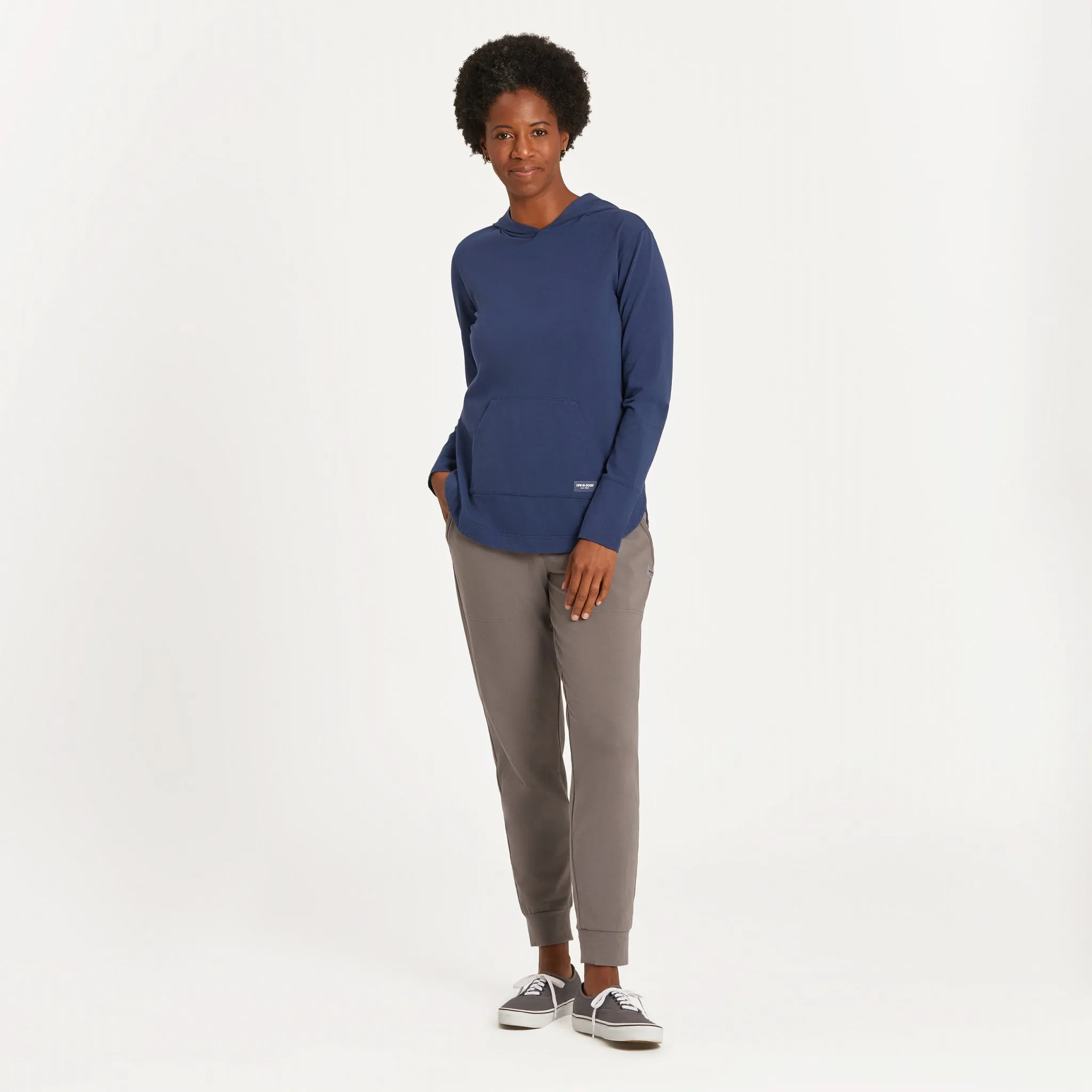 Women's Solid Crusher-FLEX Hoodie Tunic Life is Good