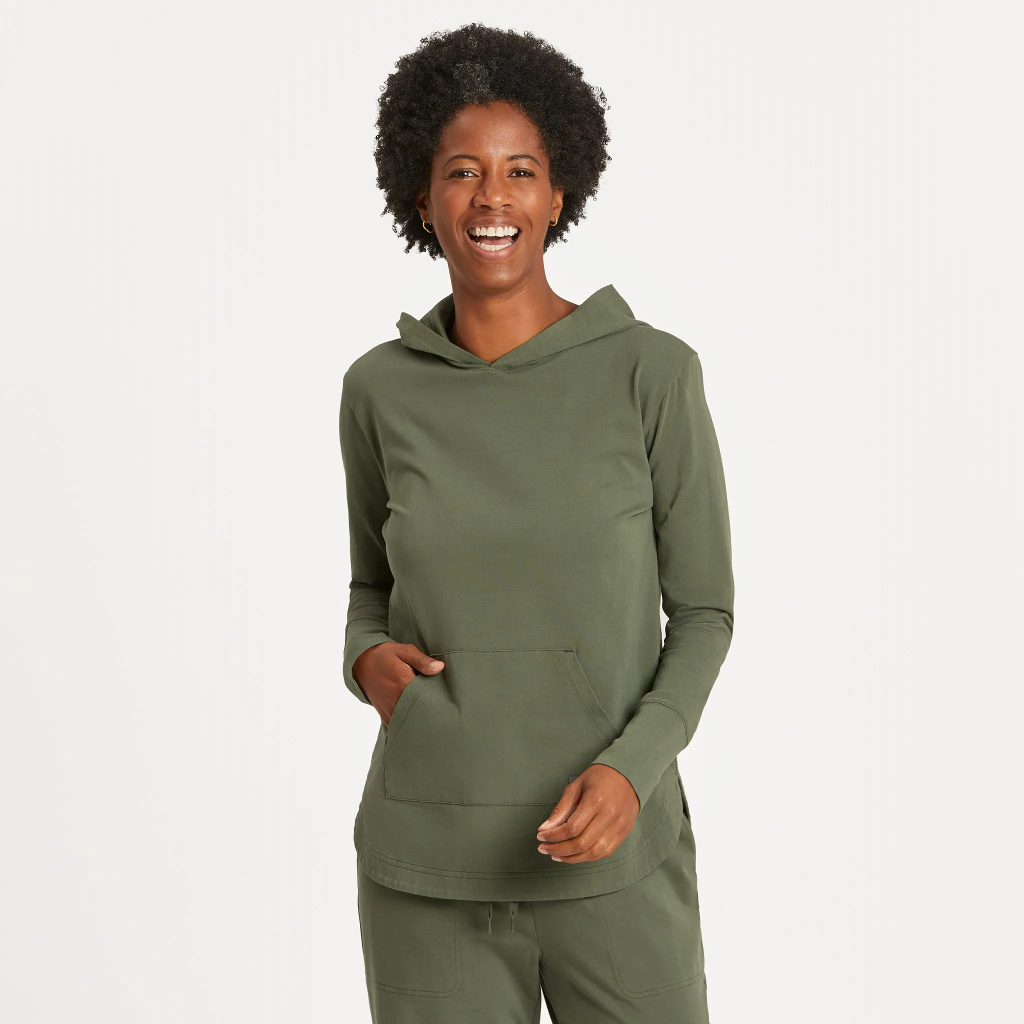 Women's Solid Crusher-FLEX Hoodie Tunic Life is Good