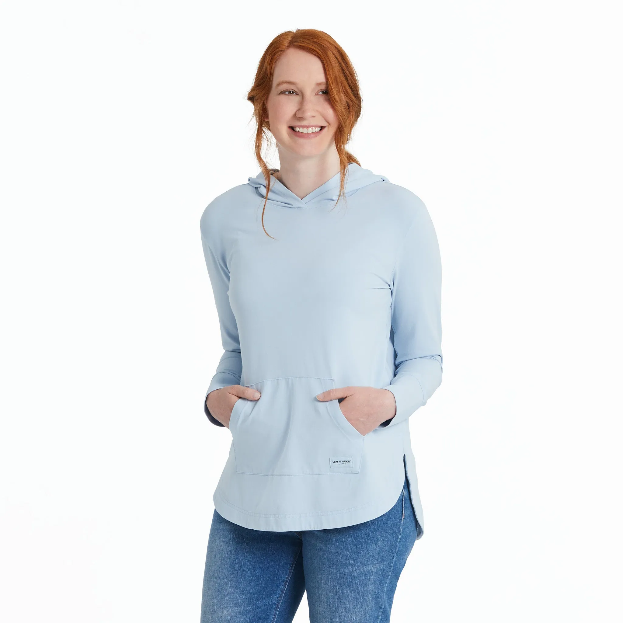 Women's Solid Crusher-FLEX Hoodie Tunic Life is Good