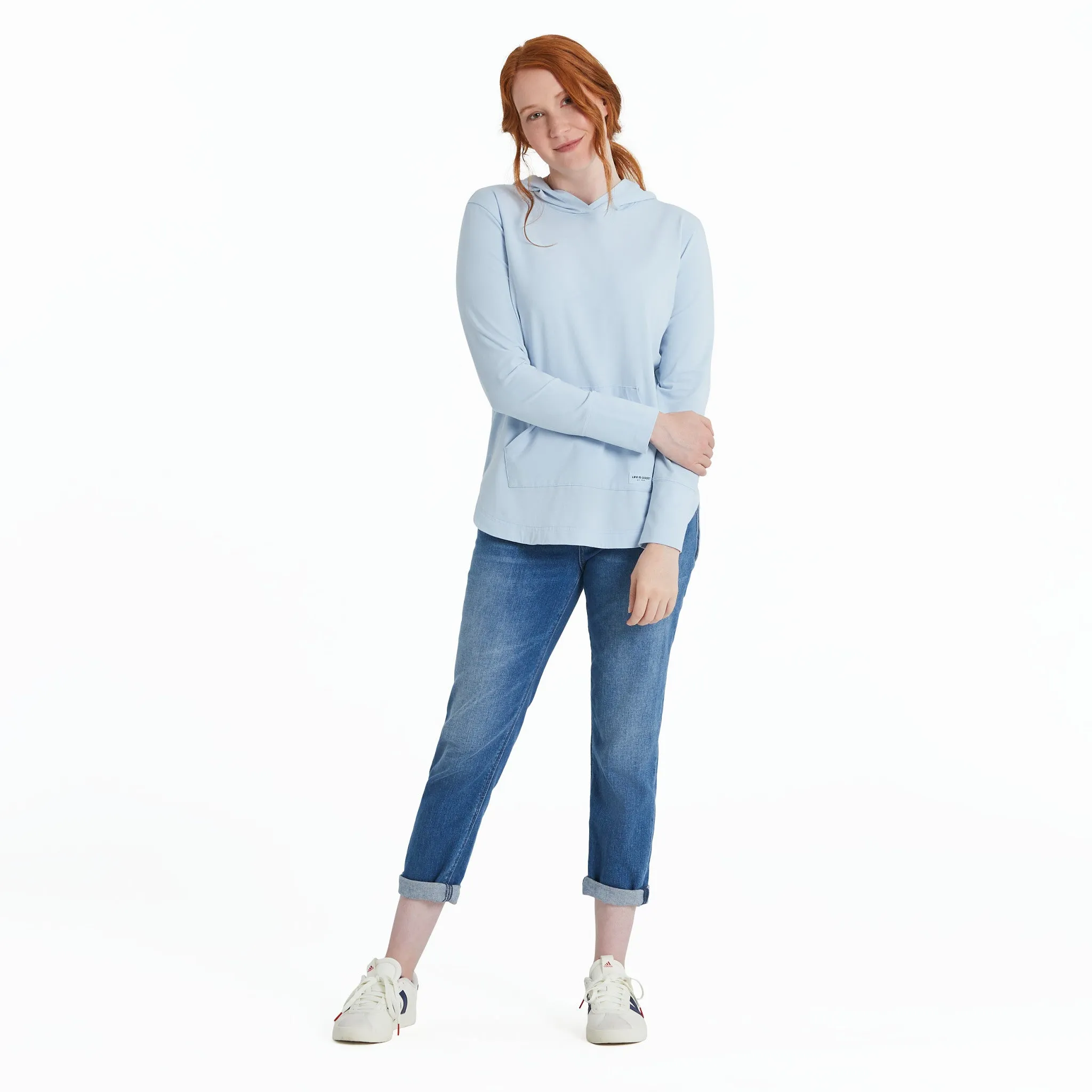 Women's Solid Crusher-FLEX Hoodie Tunic Life is Good