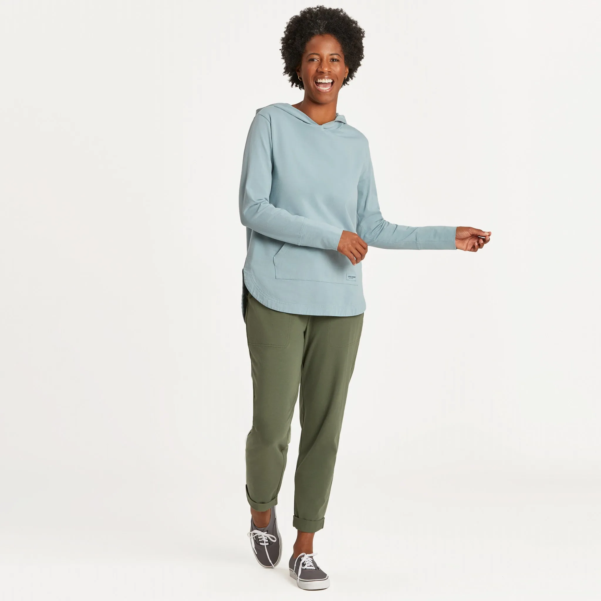 Women's Solid Crusher-FLEX Hoodie Tunic Life is Good