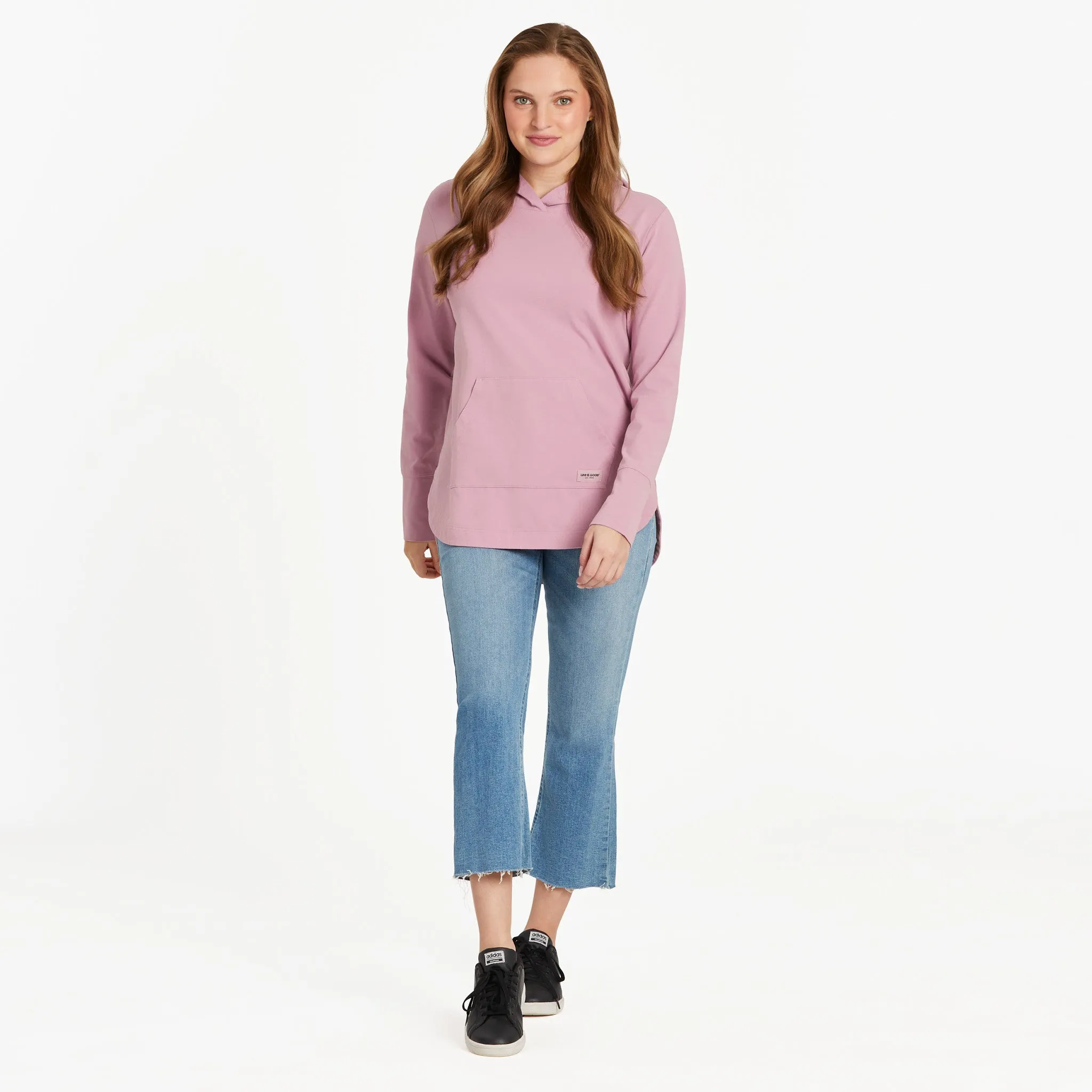 Women's Solid Crusher-FLEX Hoodie Tunic Life is Good