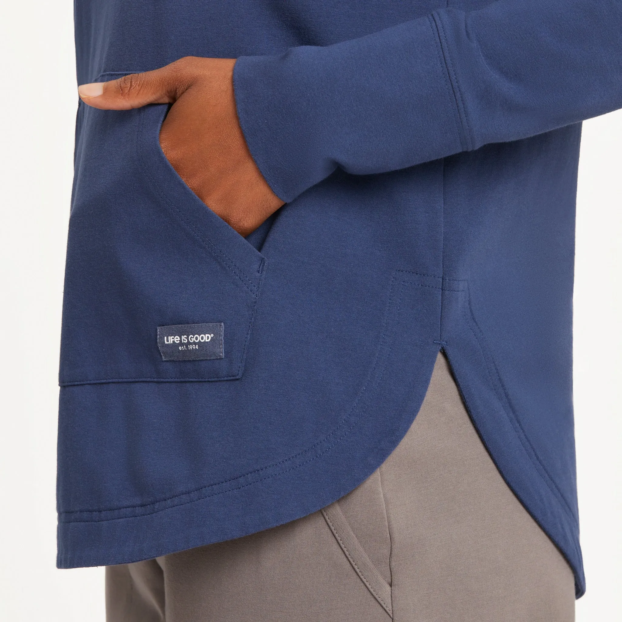 Women's Solid Crusher-FLEX Hoodie Tunic Life is Good