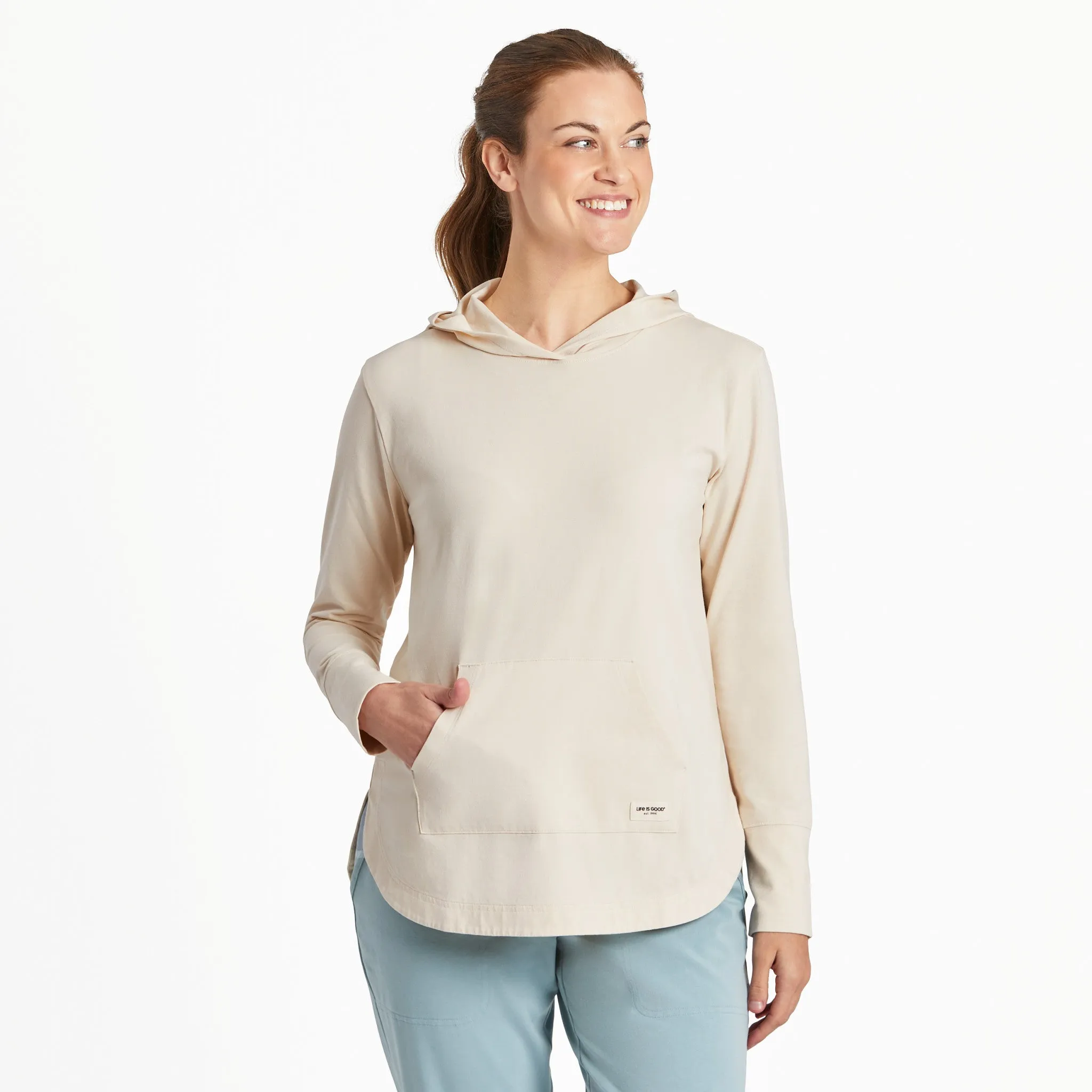 Women's Solid Crusher-FLEX Hoodie Tunic Life is Good