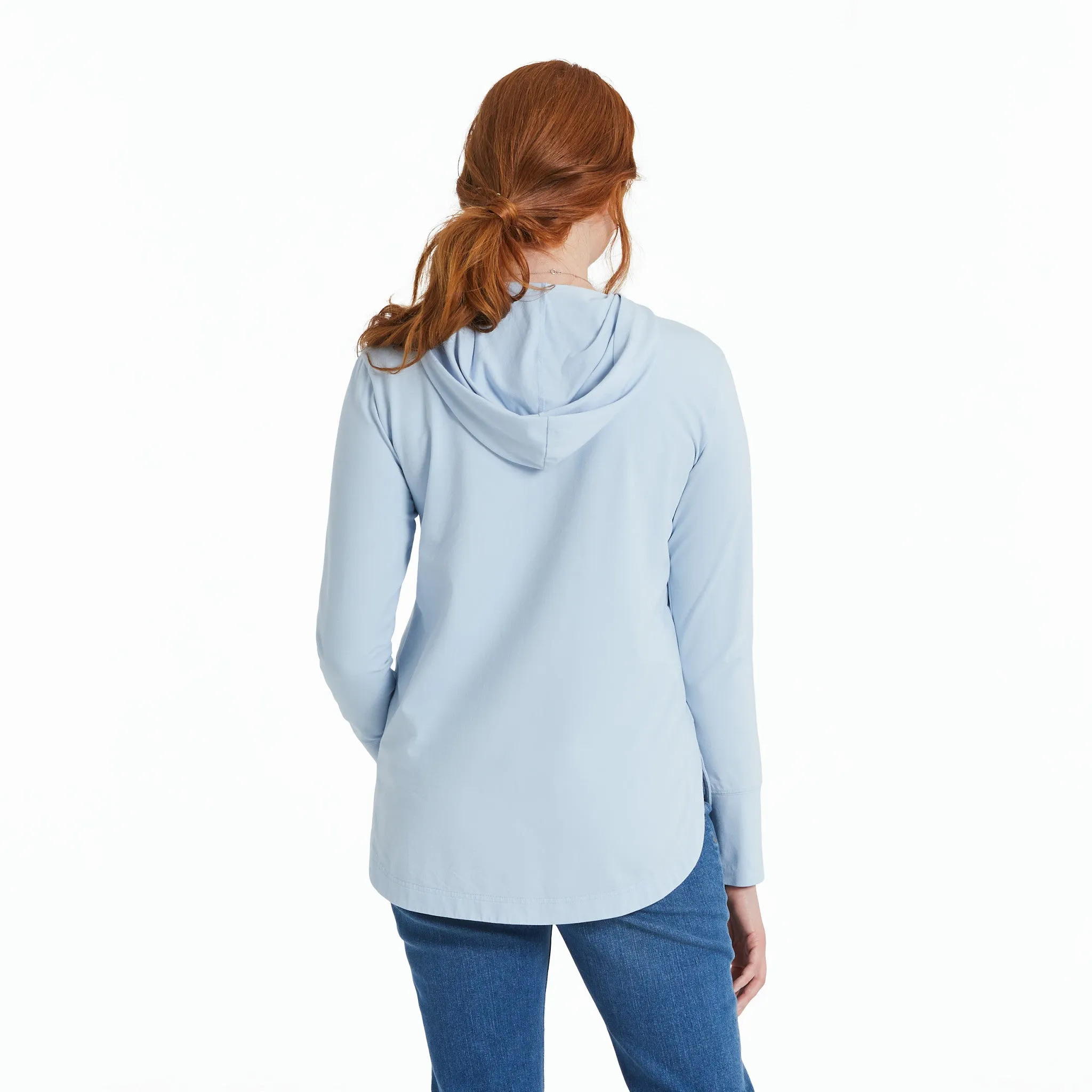 Women's Solid Crusher-FLEX Hoodie Tunic Life is Good