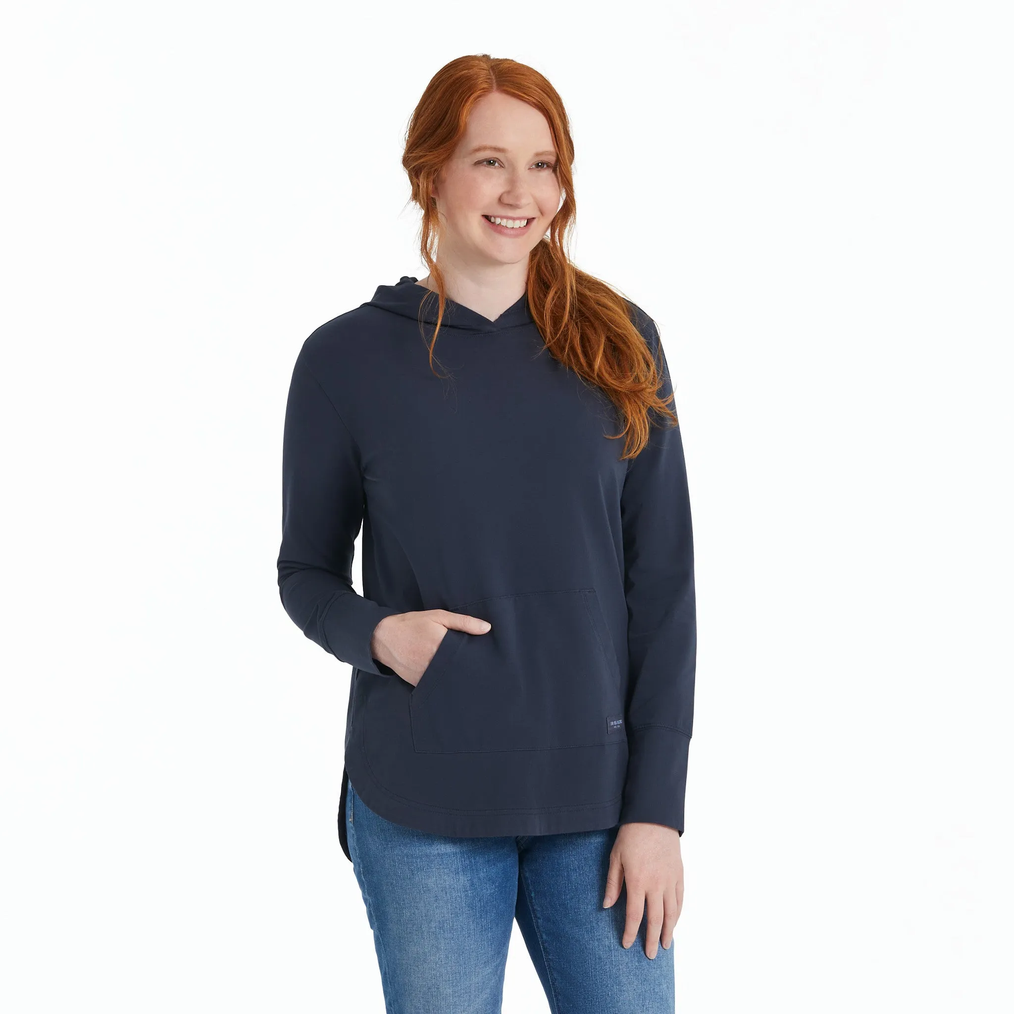 Women's Solid Crusher-FLEX Hoodie Tunic Life is Good