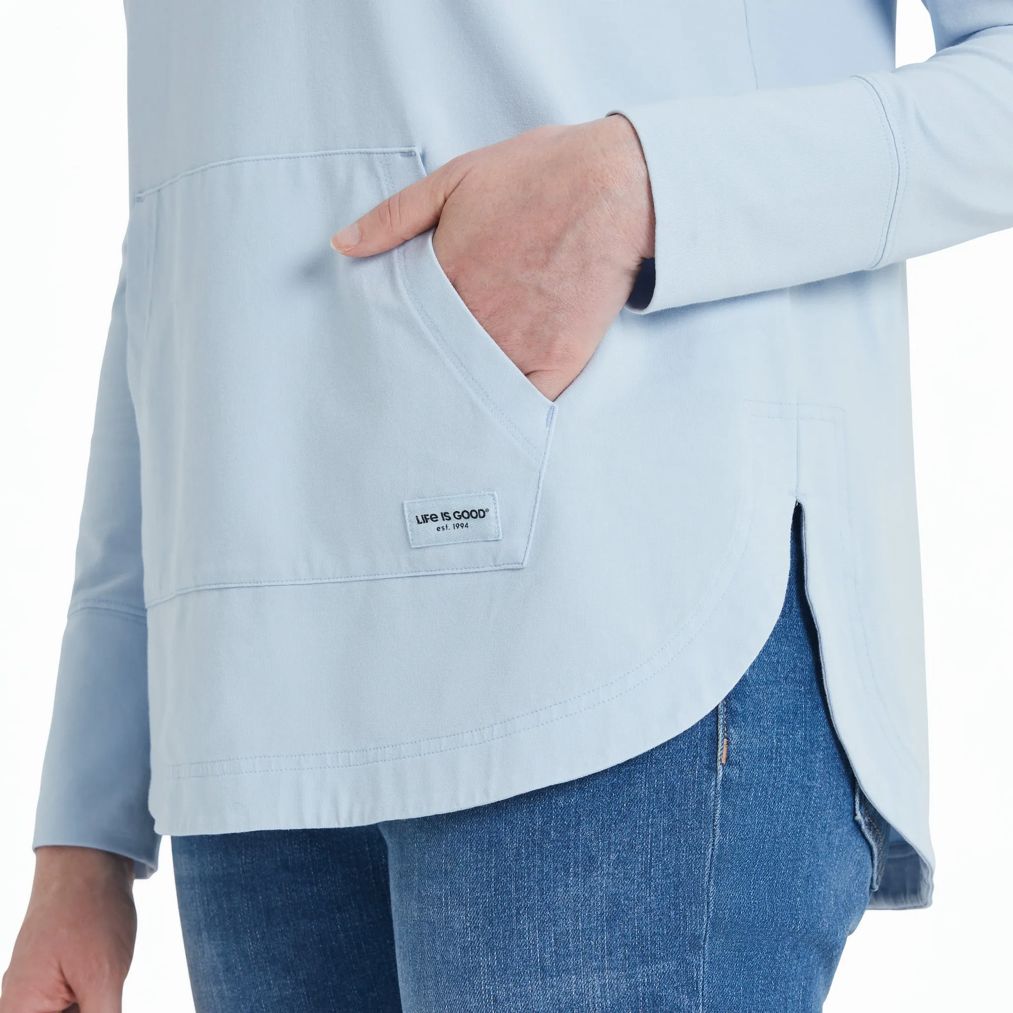 Women's Solid Crusher-FLEX Hoodie Tunic Life is Good