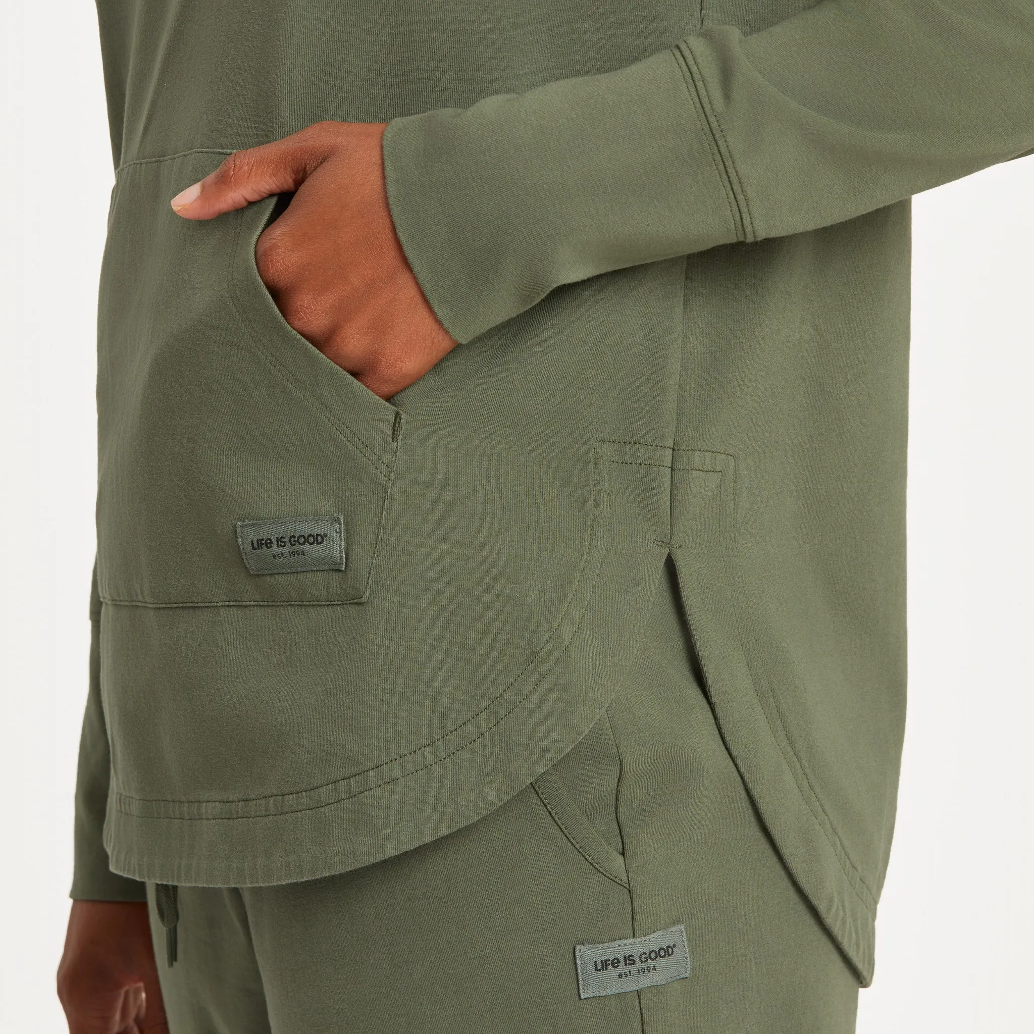 Women's Solid Crusher-FLEX Hoodie Tunic Life is Good