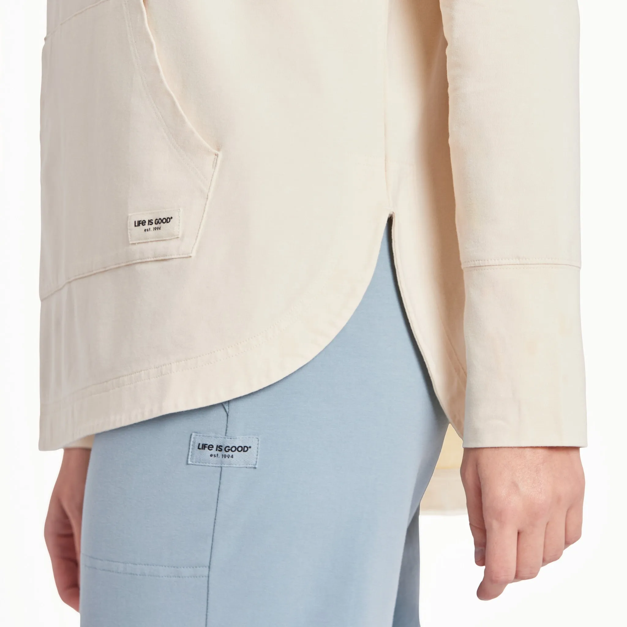 Women's Solid Crusher-FLEX Hoodie Tunic Life is Good