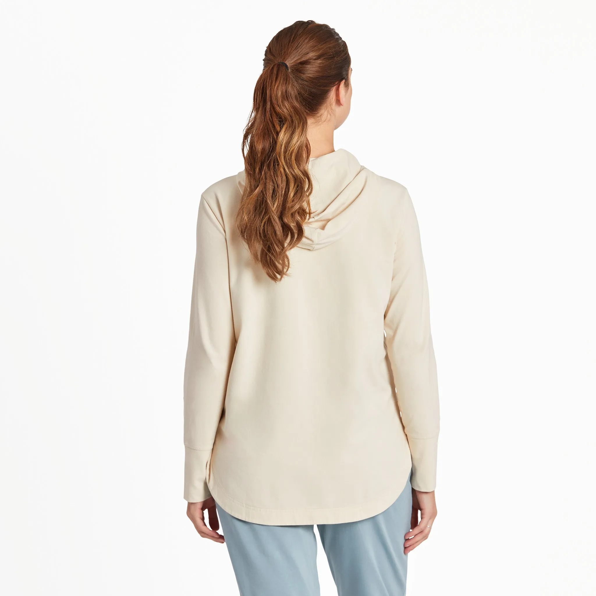 Women's Solid Crusher-FLEX Hoodie Tunic Life is Good
