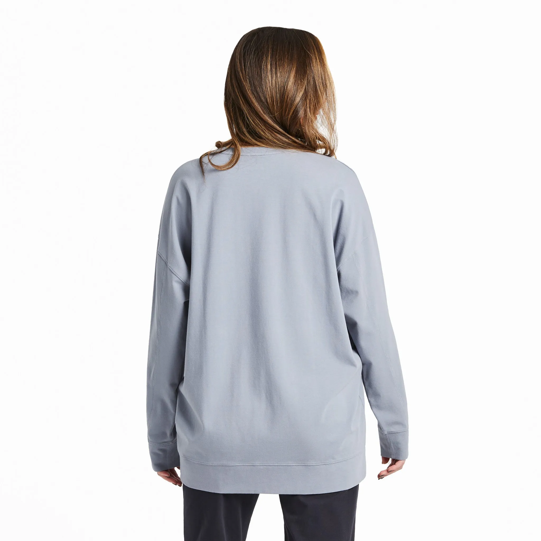 Women's Solid Crusher-FLEX Oversized Crew Life is Good