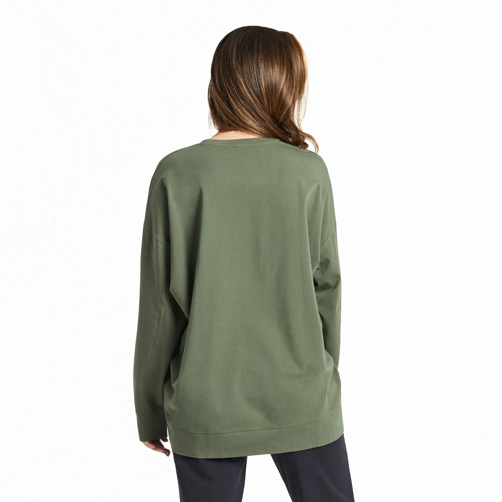 Women's Solid Crusher-FLEX Oversized Crew Life is Good