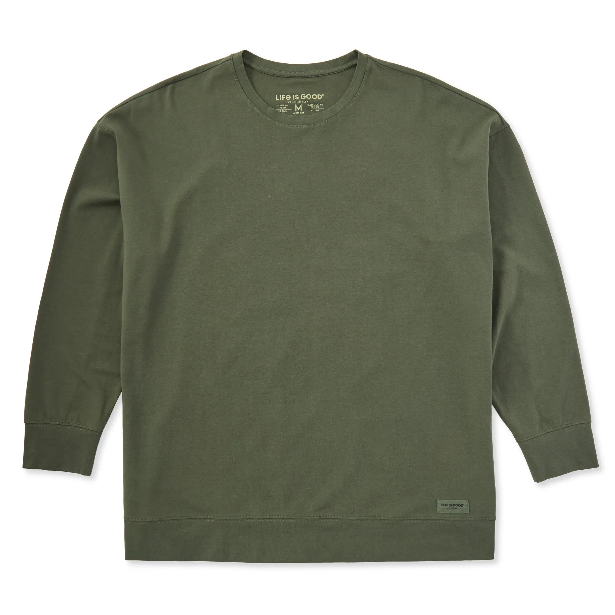 Women's Solid Crusher-FLEX Oversized Crew Life is Good