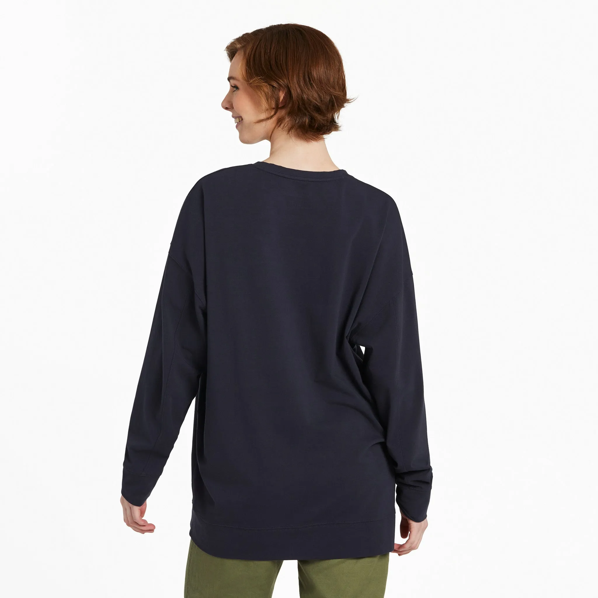 Women's Solid Crusher-FLEX Oversized Crew Life is Good