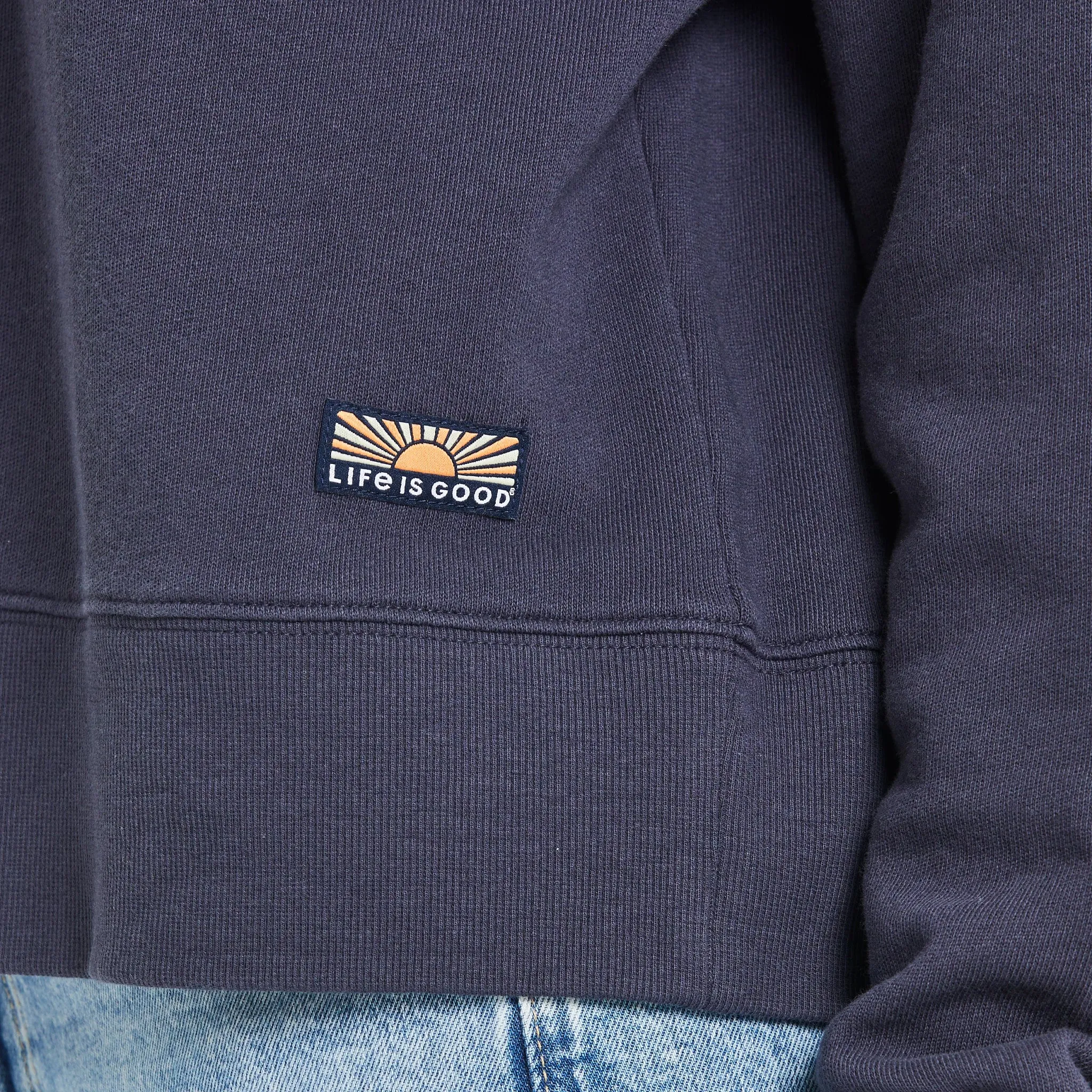 Women's Solid French Terry Boxy Crew Life is Good
